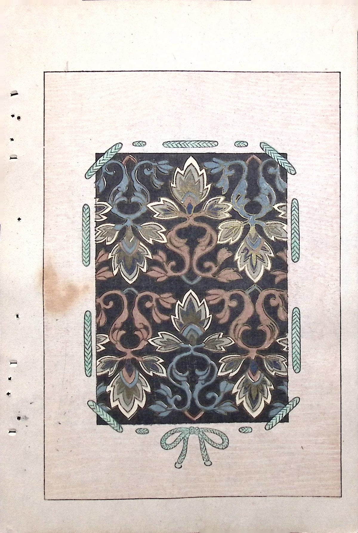 Japanese Antique Original Woodcut Print, c 1900, Bijutsukai 7, Sekka, Korin