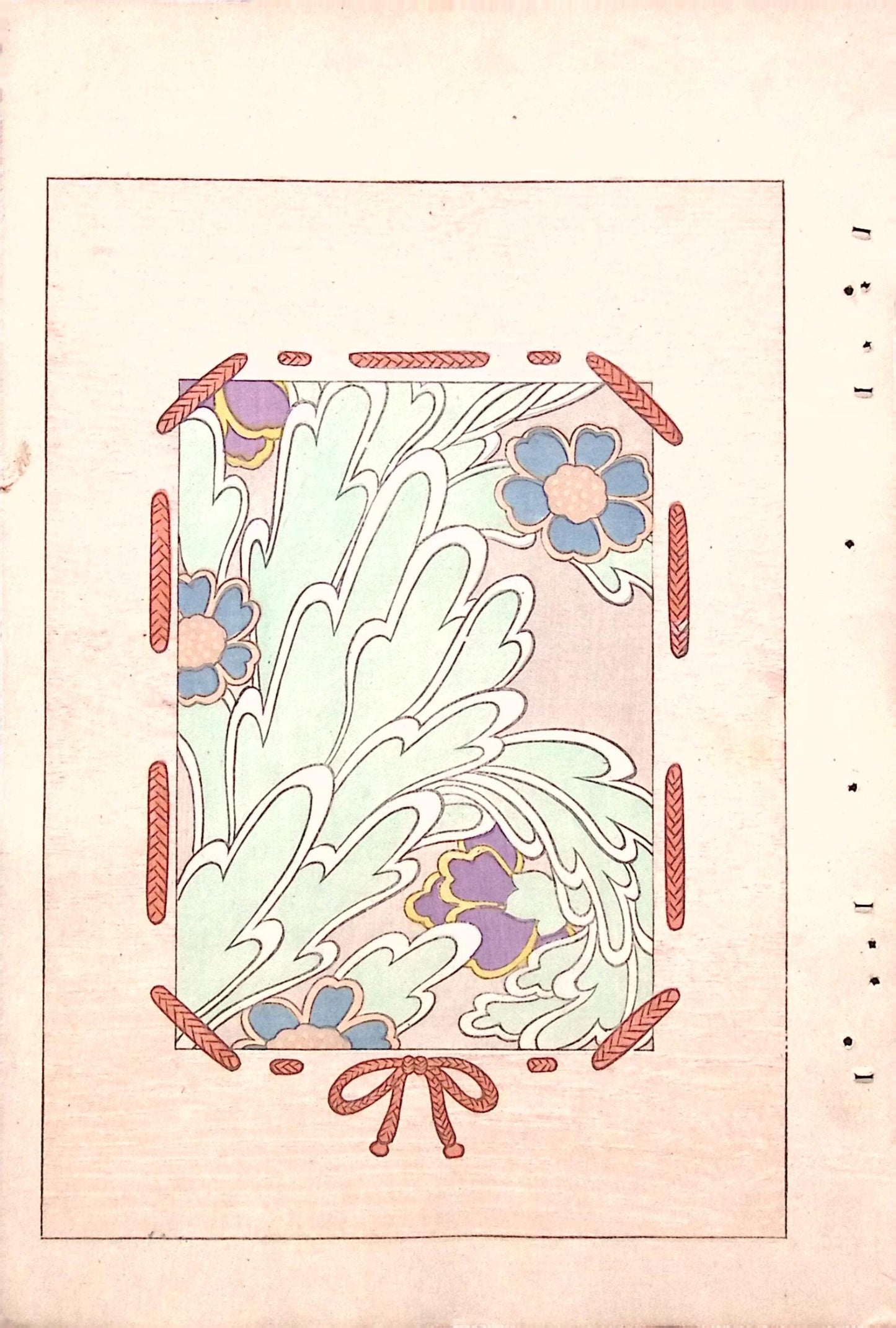 Japanese Antique Original Woodcut Print, Japanese design, Around 1900, Bijutsukai 7, Antique Japanese print, Kimono Design.