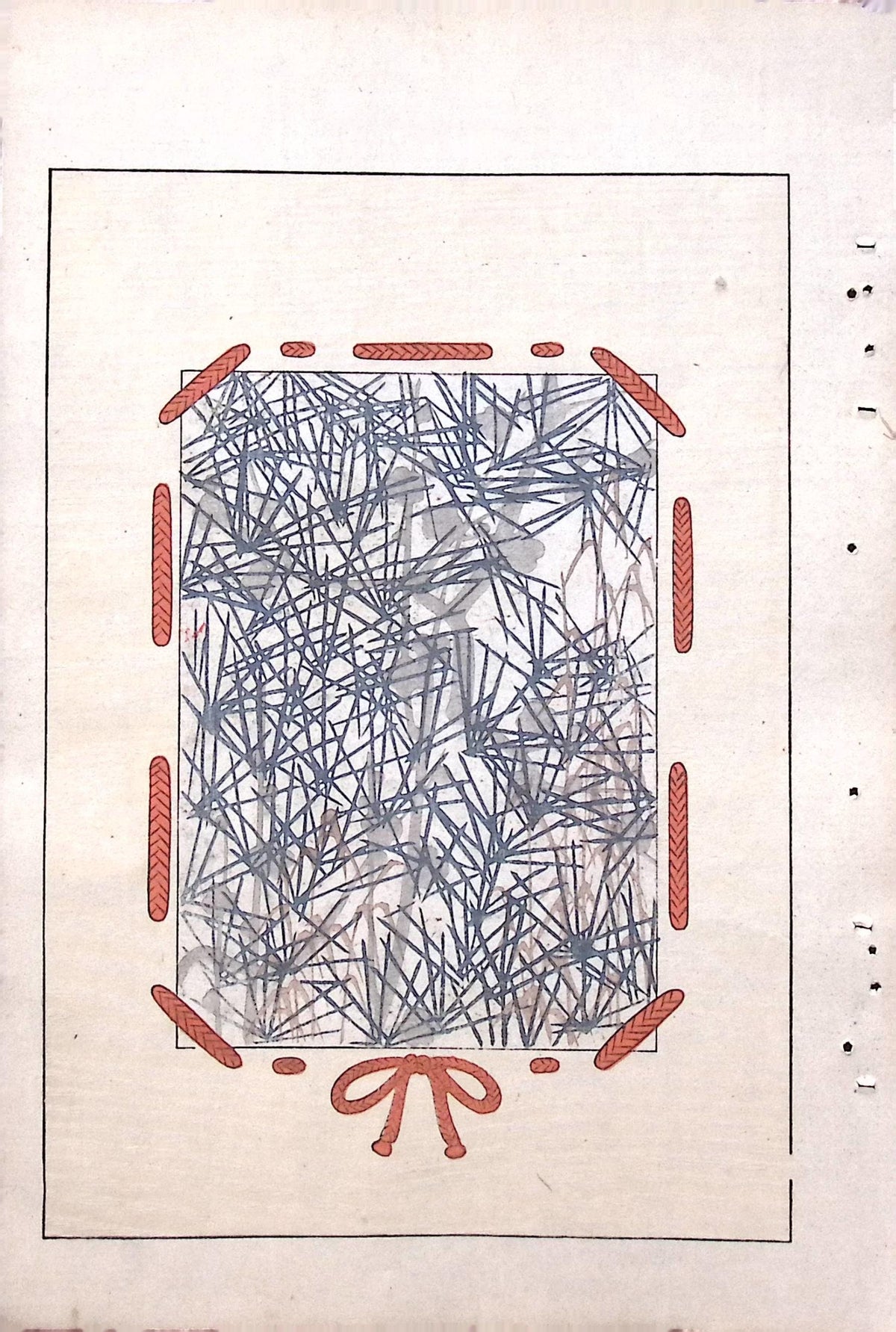 Japanese Antique Original Woodcut Print, c 1900, Bijutsukai 7, Sekka, Korin