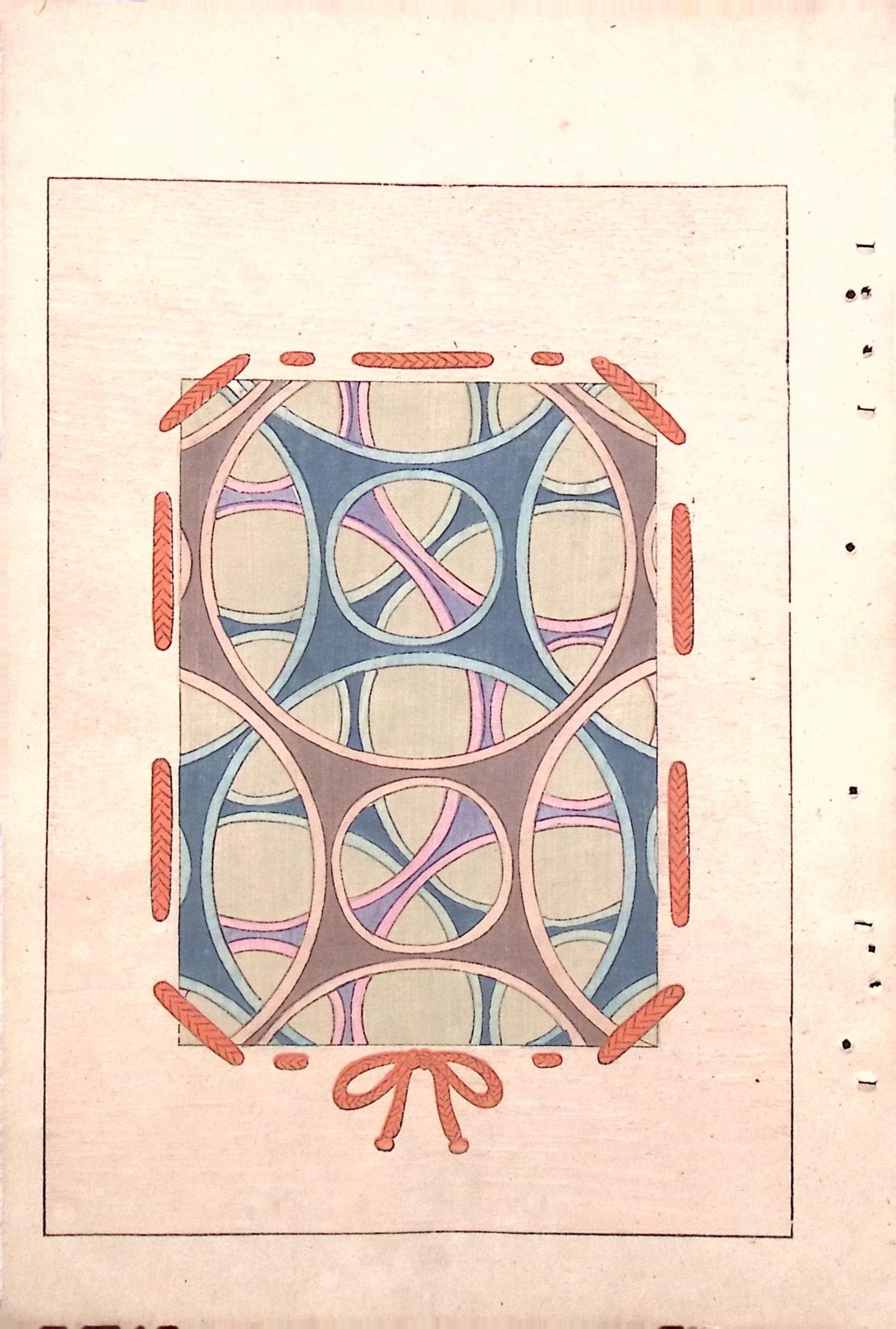 Japanese Antique Original Woodcut Print, Japanese design, Around 1900, Bijutsukai 7, Antique Japanese print, Kimono Design.