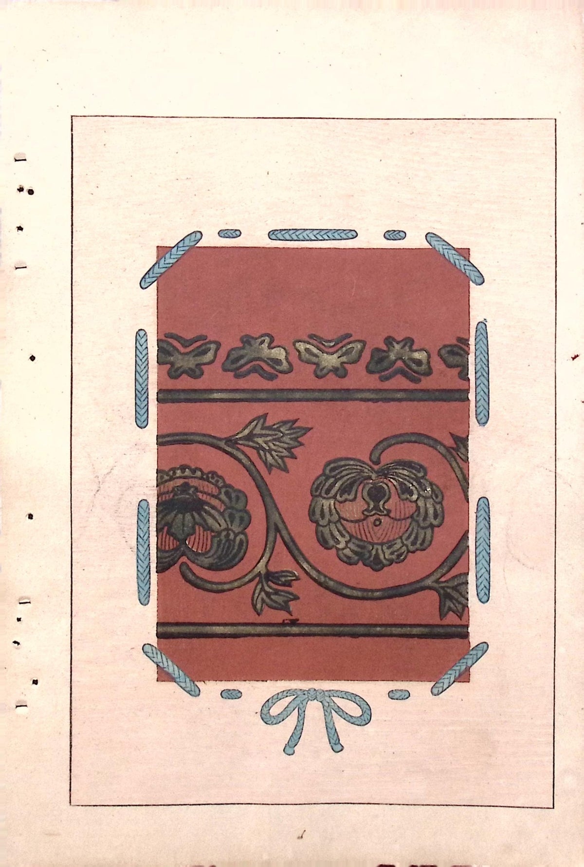 Japanese Antique Original Woodcut Print, c 1900, Bijutsukai 7, Sekka, Korin