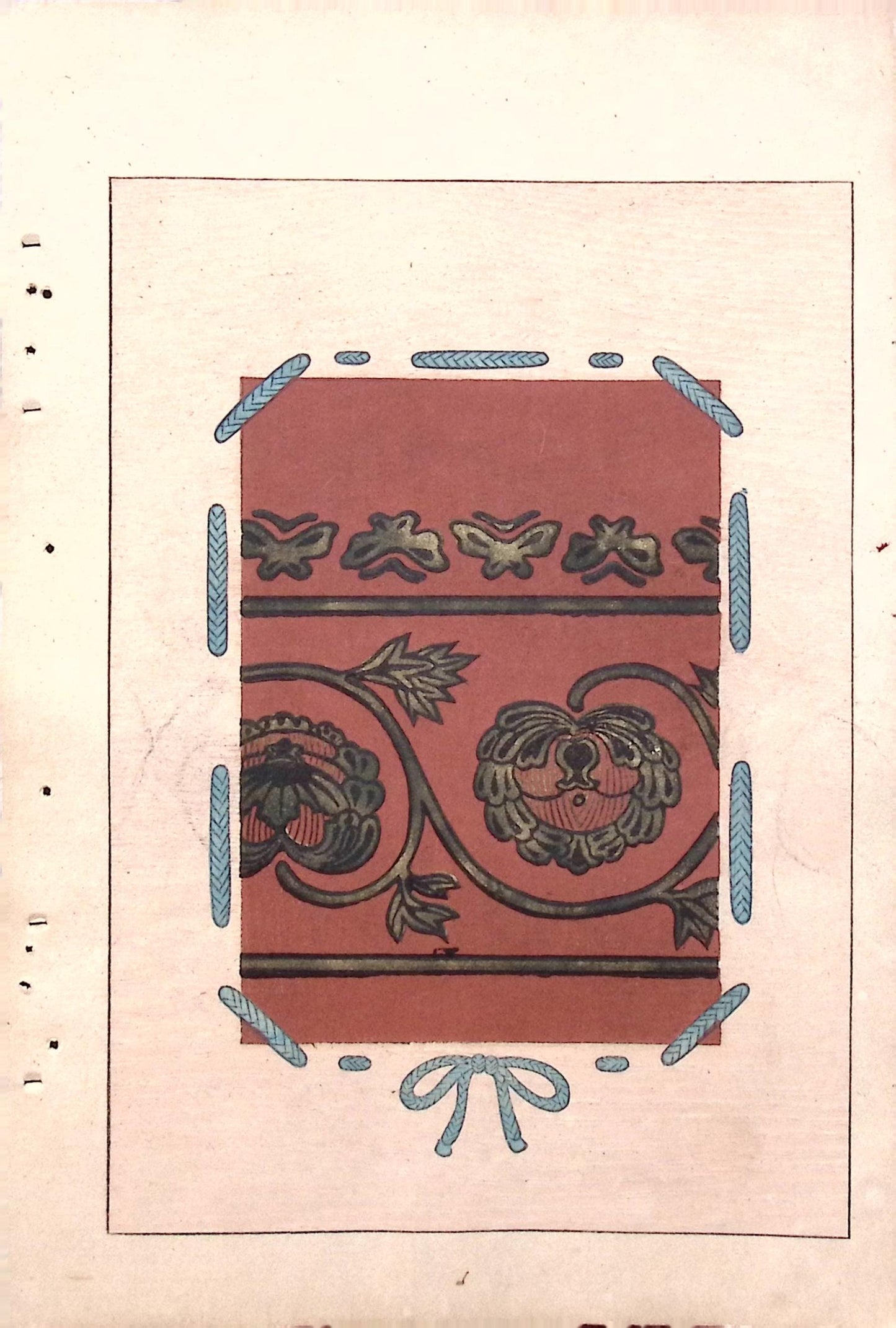 Japanese Antique Original Woodcut Print, Japanese design, Around 1900, Bijutsukai 7, Antique Japanese print, Kimono Design.