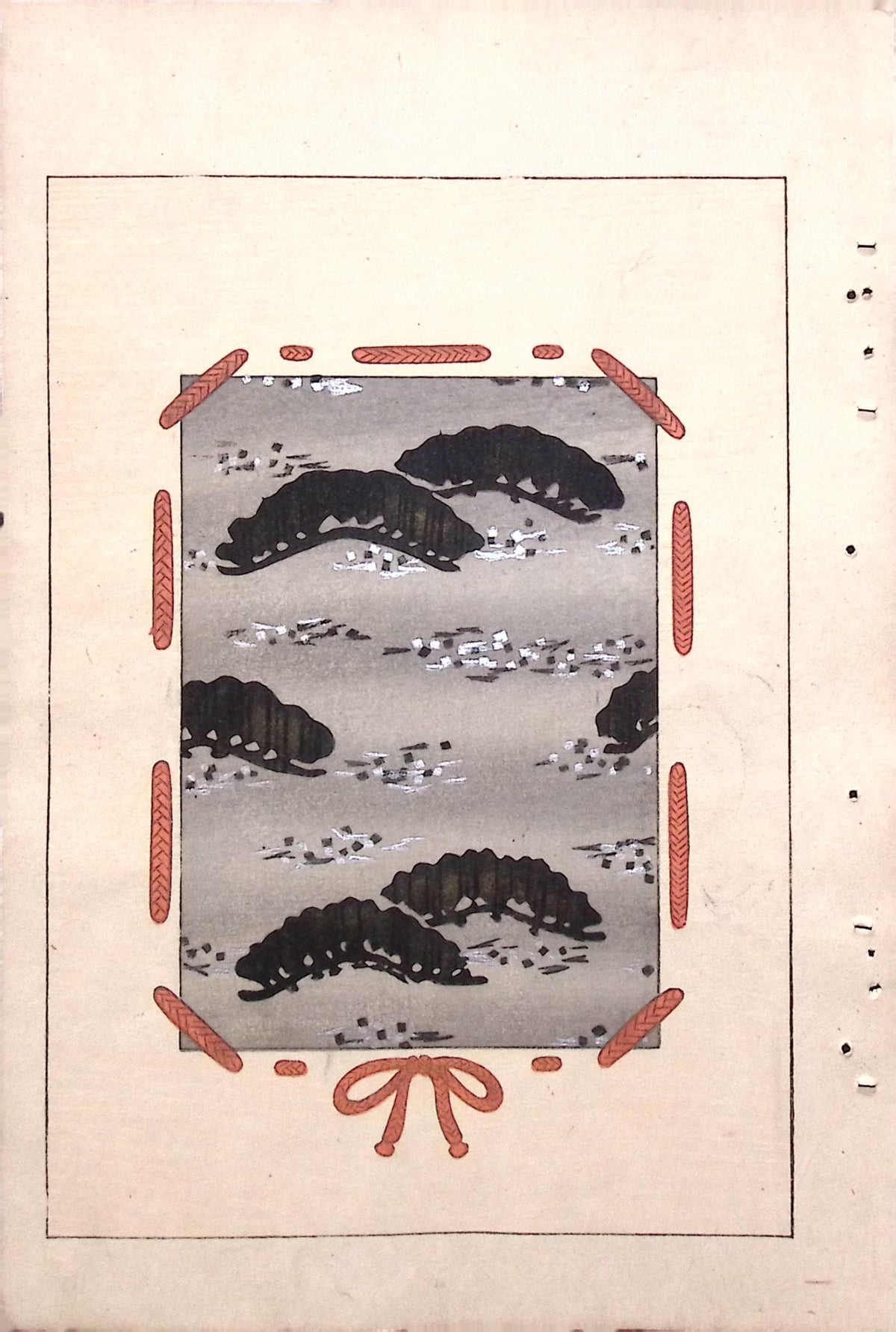 Japanese Antique Original Woodcut Print, c 1900, Bijutsukai 7, Sekka, Korin