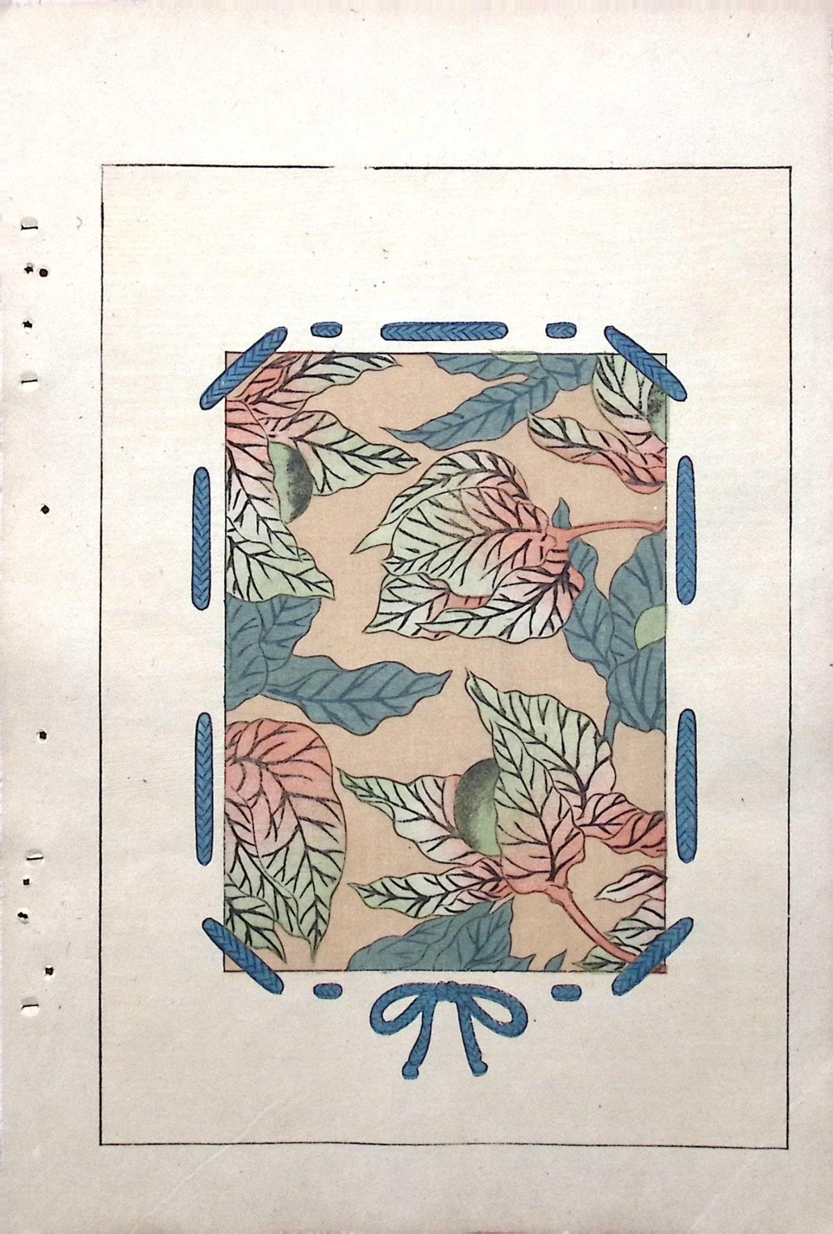 Japanese Antique Original Woodcut Print, c 1900, Bijutsukai 7, Sekka, Korin