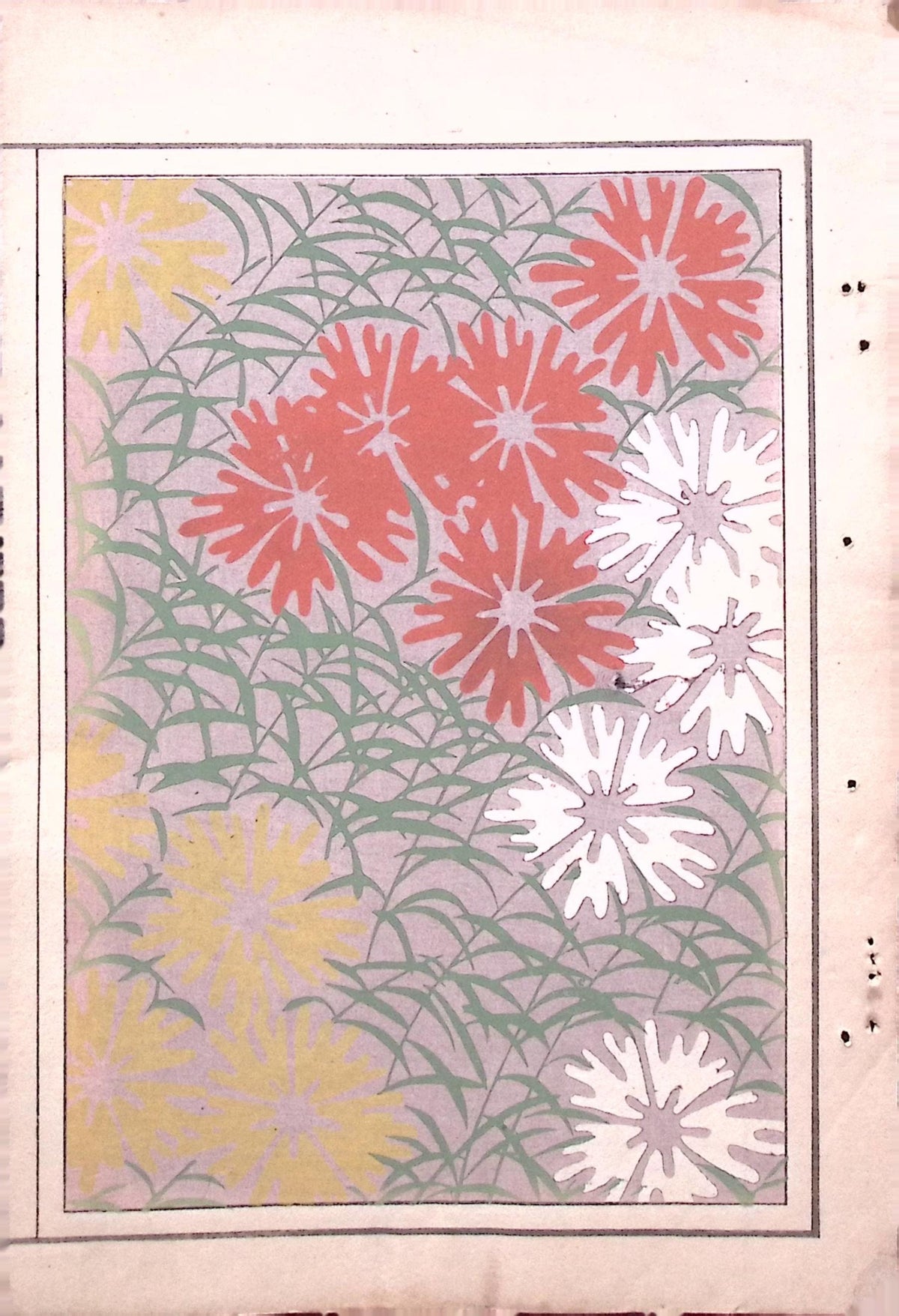 Japanese Antique Original Woodcut Print, c 1900, Bijutsukai 7, Sekka, Korin