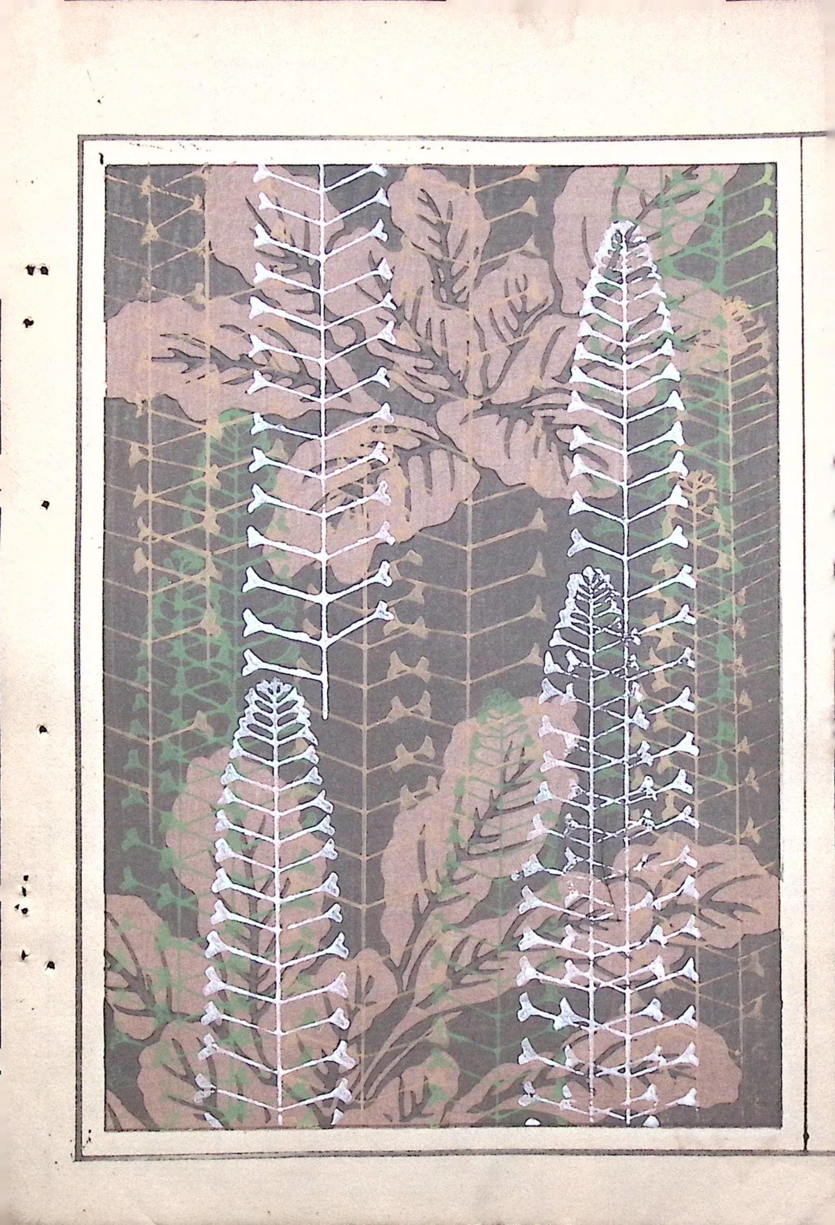 Japanese Antique Original Woodcut Print, c 1900, Bijutsukai 7, Sekka, Korin