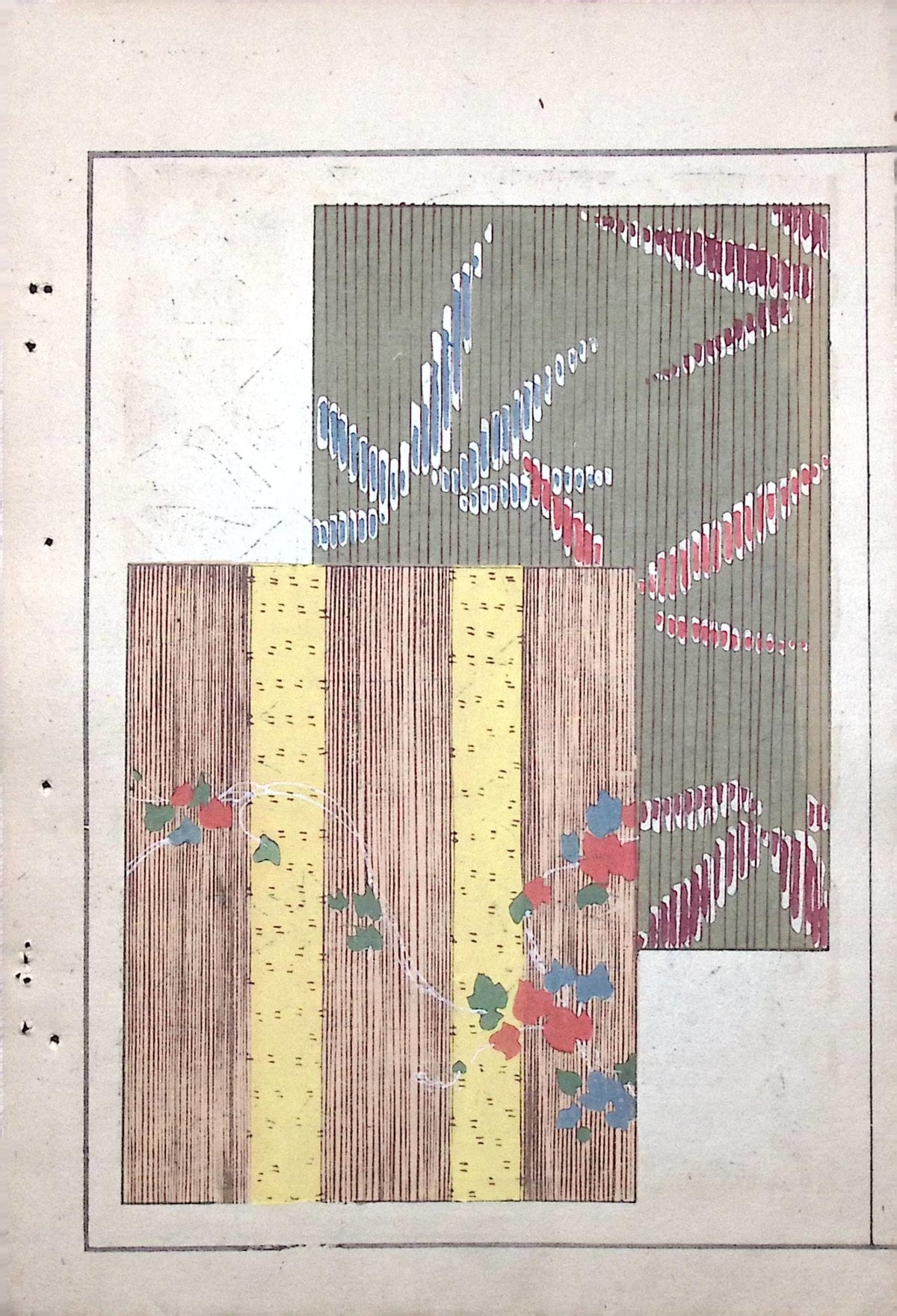 Japanese Antique Original Woodcut Print, c 1900, Bijutsukai 7, Sekka, Korin