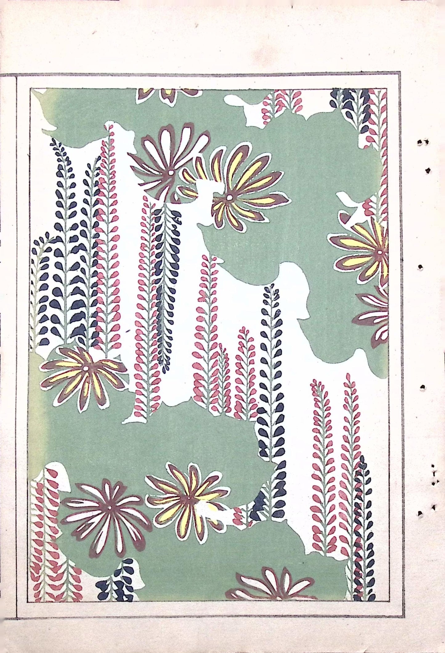 Japanese Antique Original Woodcut Print, Japanese design, Around 1900, Bijutsukai 7, Antique Japanese print, Kimono Design.