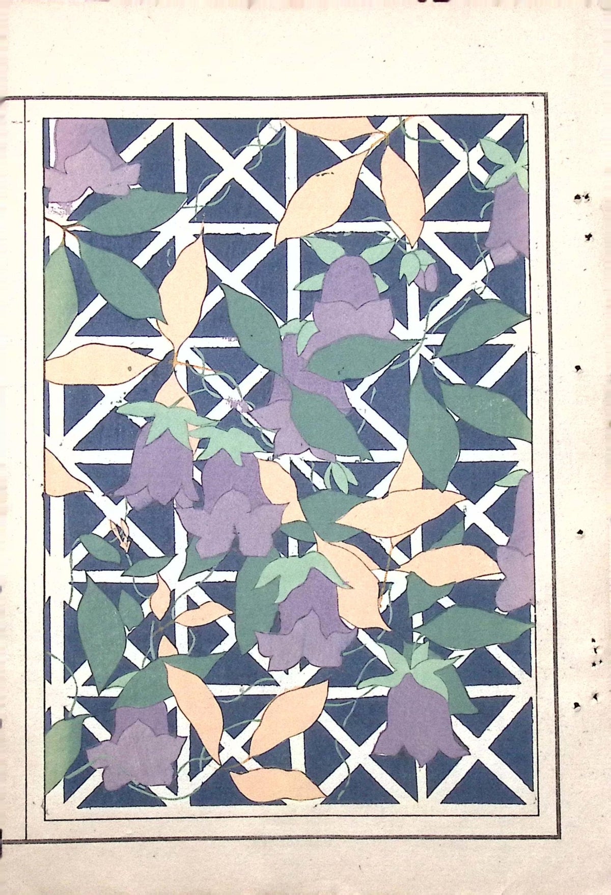 Japanese Antique Original Woodcut Print, c 1900, Bijutsukai 7, Sekka, Korin