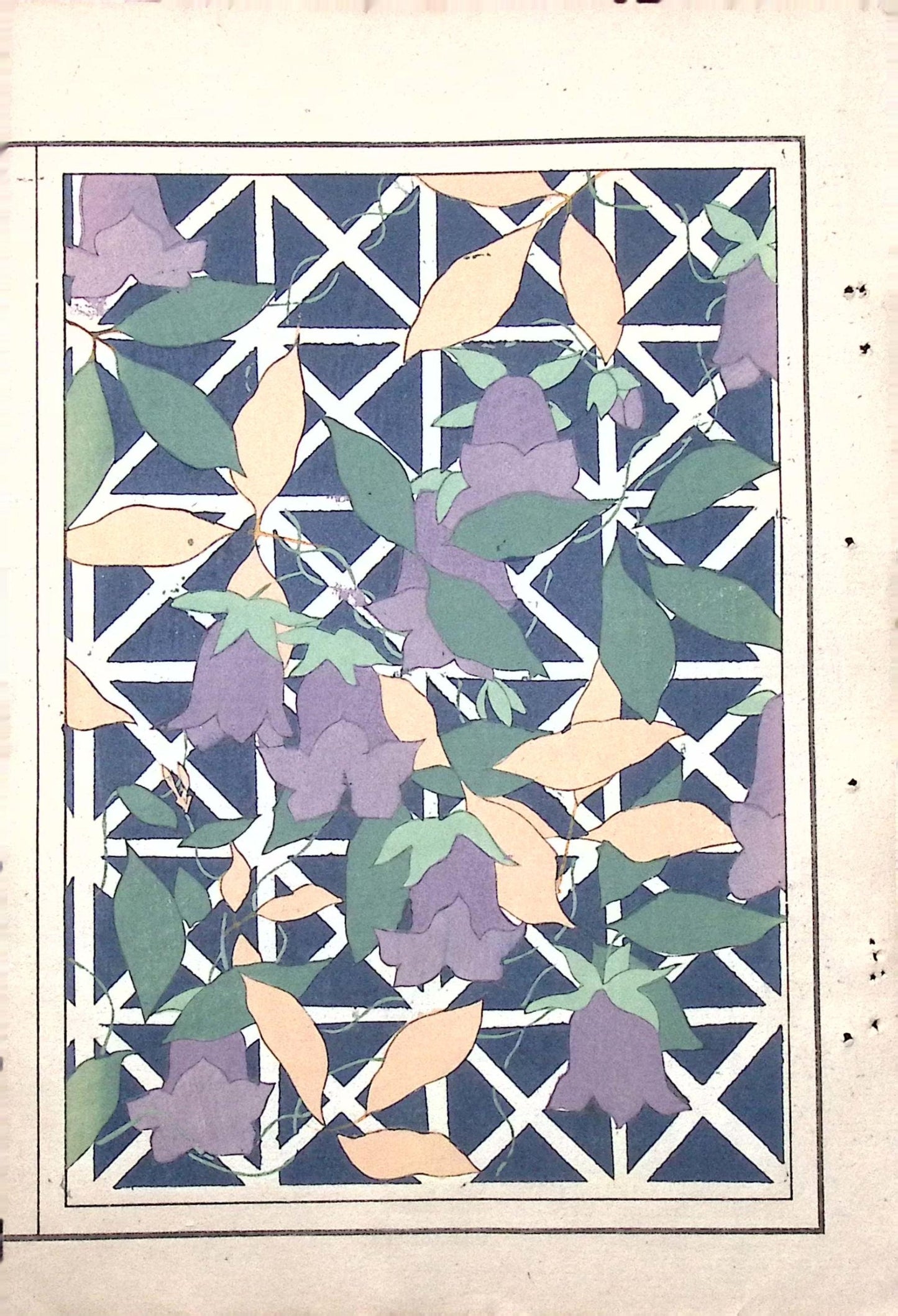 Japanese Antique Original Woodcut Print, Japanese design, Around 1900, Bijutsukai 7, Antique Japanese print, Kimono Design.