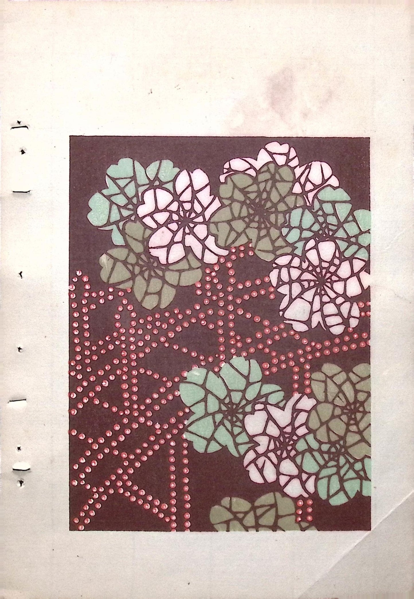 Japanese Antique Original Woodcut Print, Japanese design, Around 1900, Bijutsukai 8, Antique Japanese print, Kimono Design.