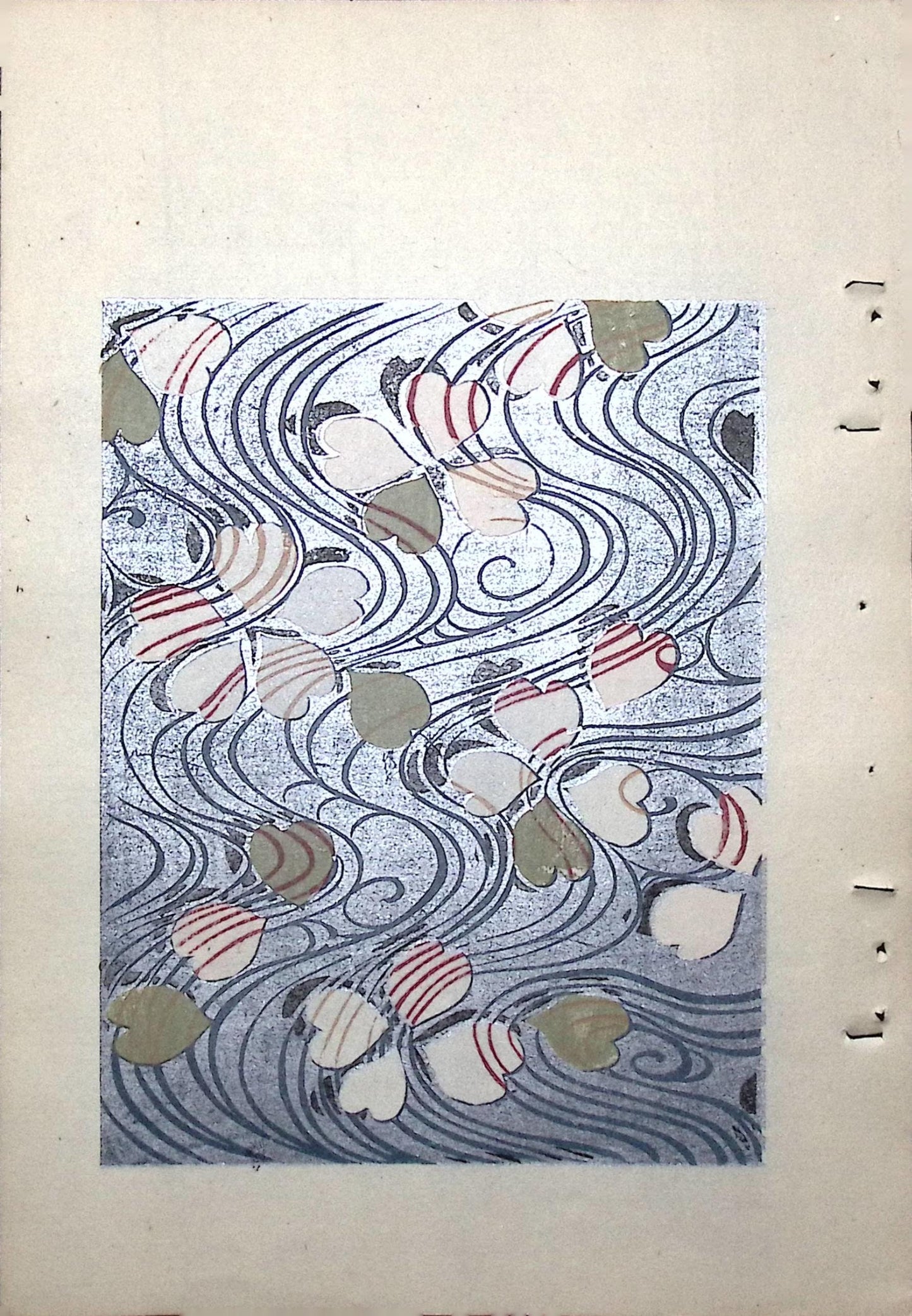 Japanese Antique Original Woodcut Print, Japanese design, Around 1900, Bijutsukai 8, Antique Japanese print, Kimono Design.