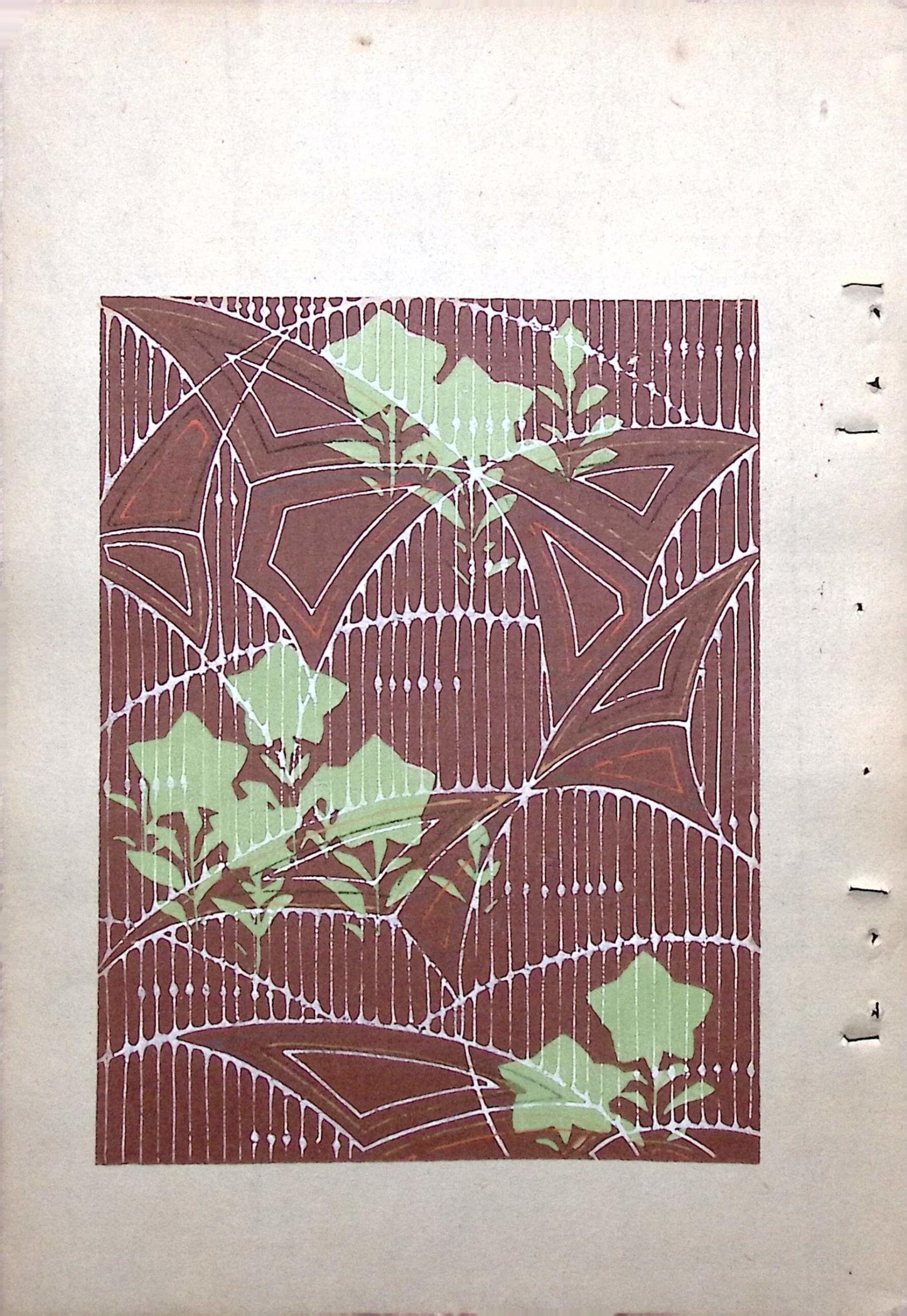 Japanese Antique Original Woodcut Print, Japanese design, Around 1900, Bijutsukai 8, Antique Japanese print, Kimono Design.