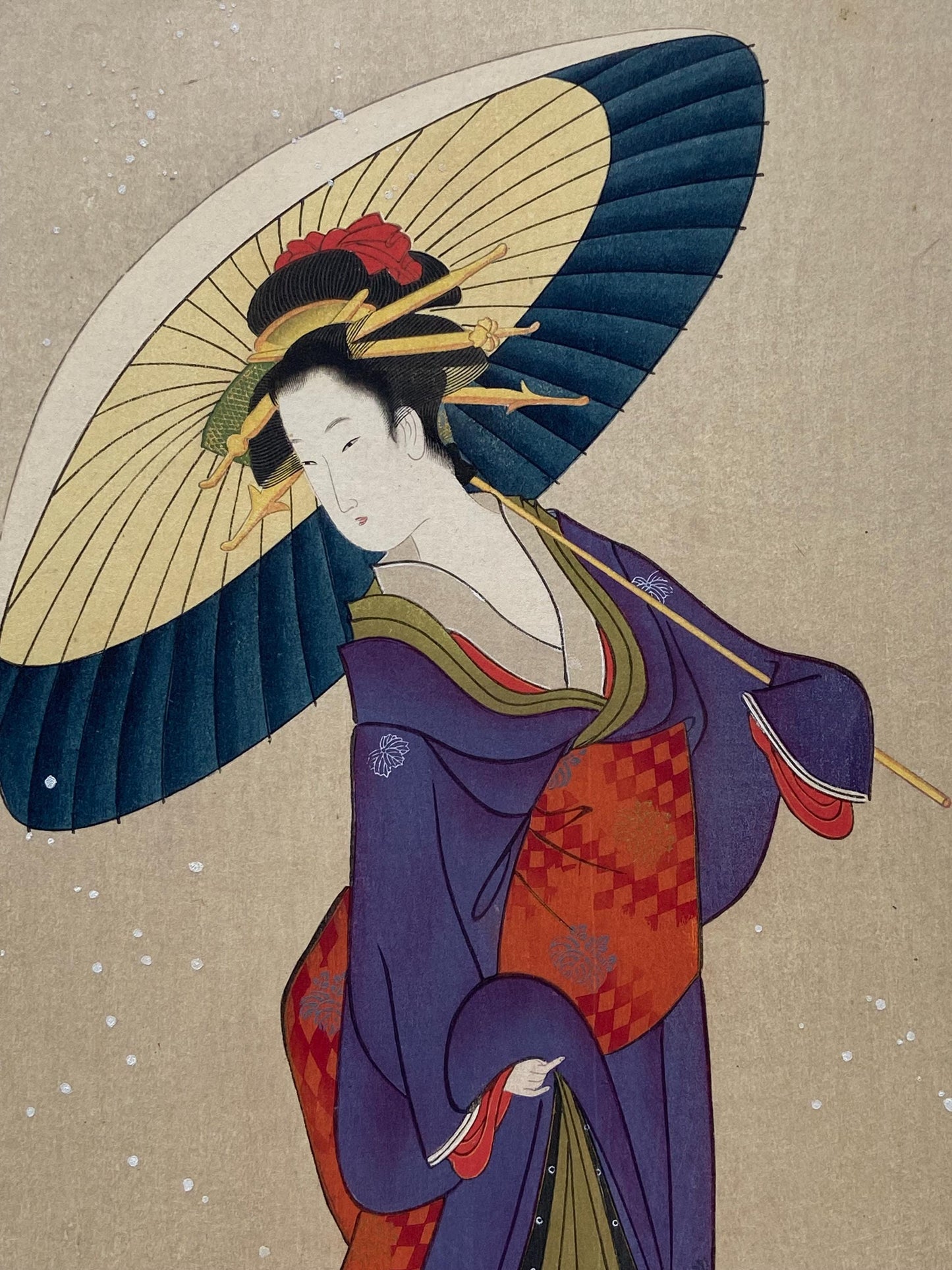 Japanese antique Ukiyoe, woodcut print, 1906, Japanese antique woodblock print, Hosoda Eishi, from Ukiyoe-ha-gashu.