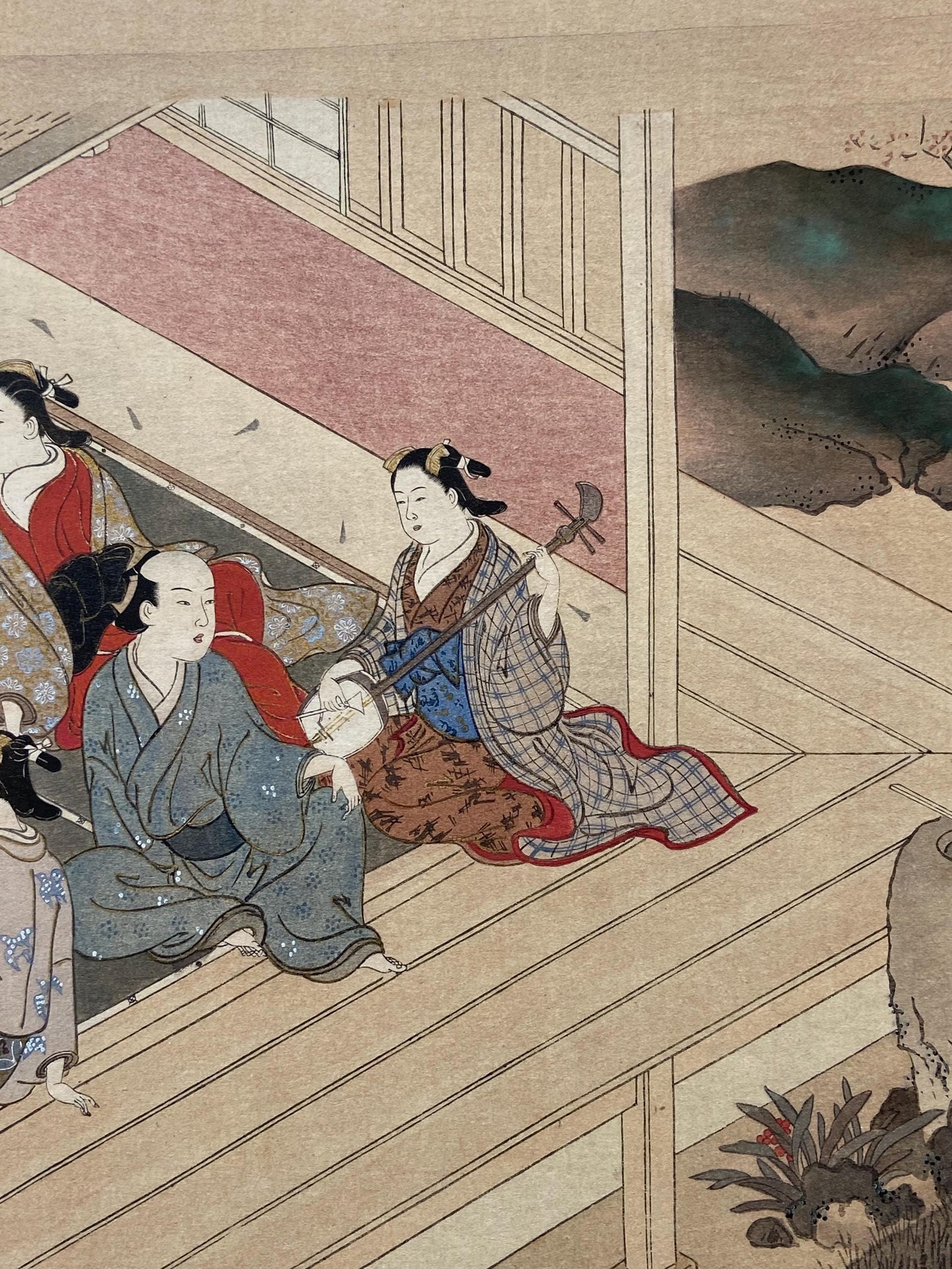 Japanese antique Ukiyoe, woodcut print, 1906, Japanese antique woodblock print, Nishikawa Sukenobu, from Ukiyoe-ha-gashu.