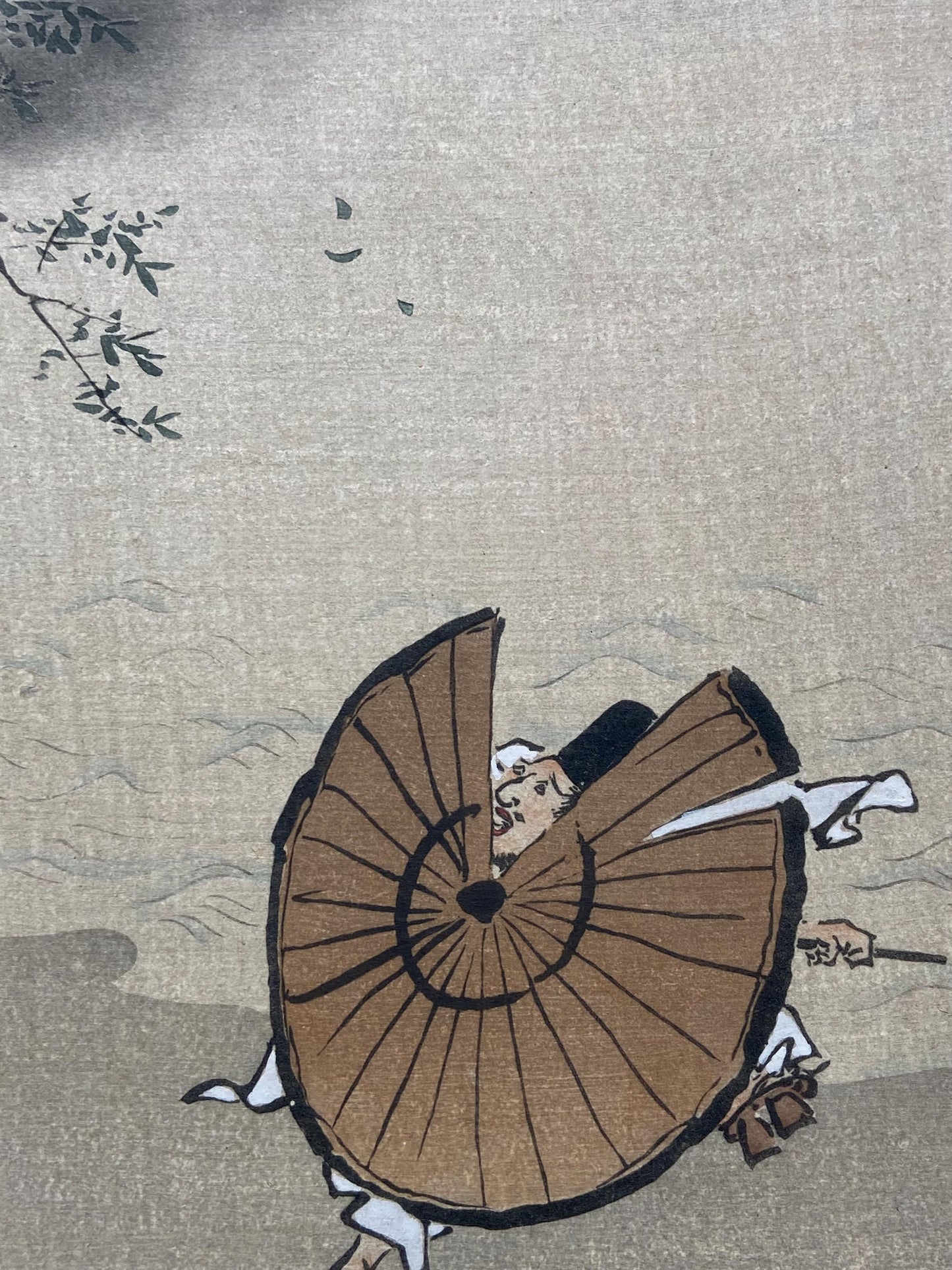 1906, Japanese antique woodblock print, Hanabusa Itcho, "The Falling Thunder God", from Ukiyoe-ha-gashu.