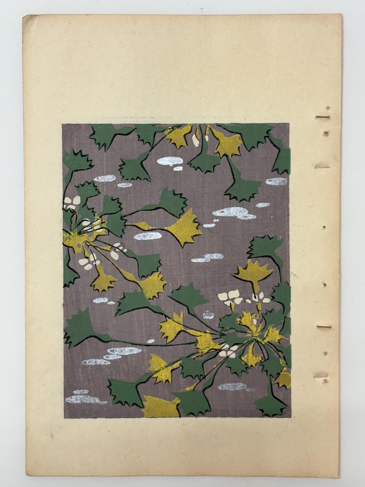 Japanese Antique Original Woodcut Print, Japanese design, Around 1900, Shin-Bijutsukai 9, Antique Japanese print, Kimono Design.