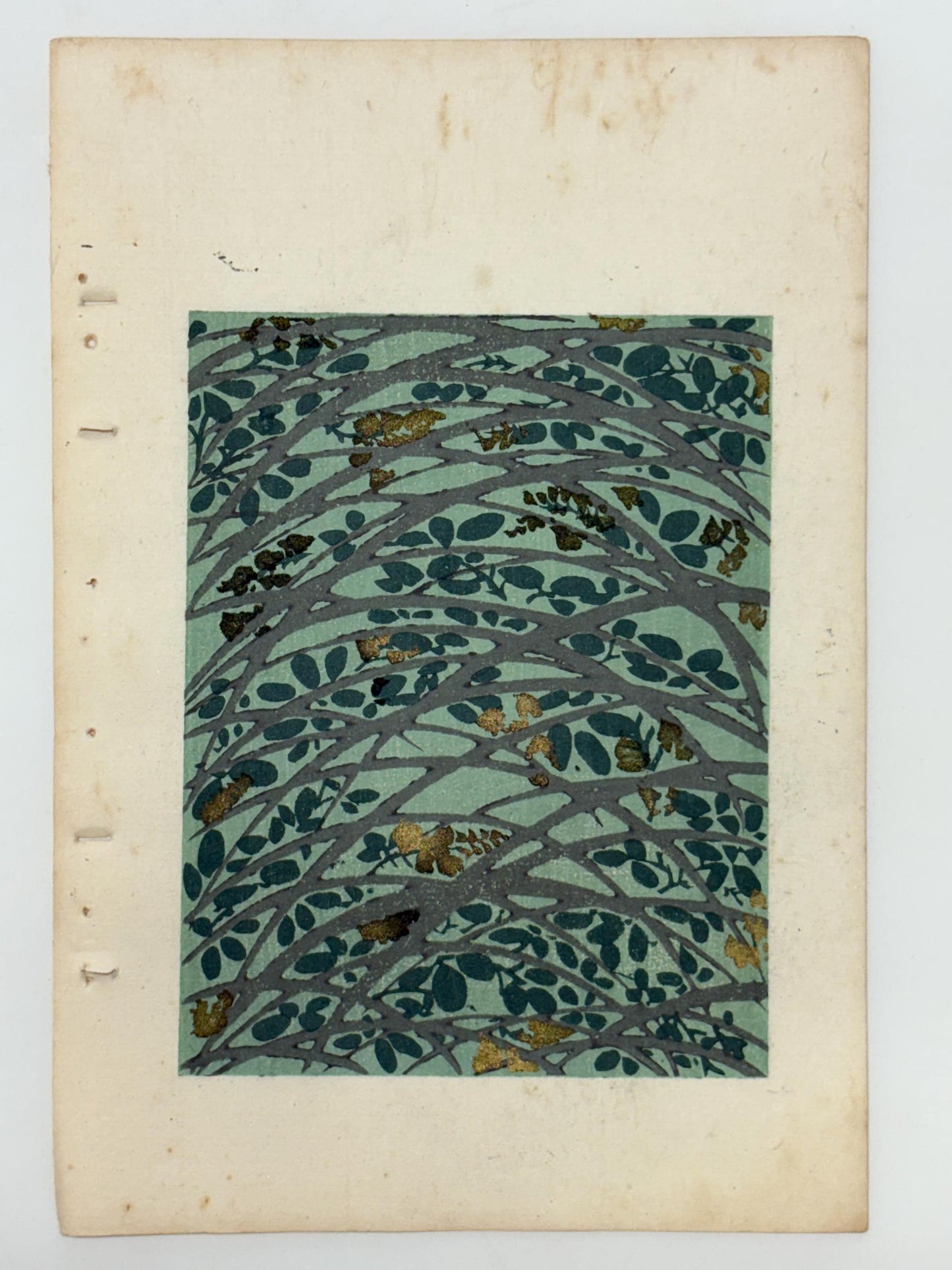 Japanese Antique Original Woodcut Print, Japanese design, Around 1900, Shin-Bijutsukai 9, Antique Japanese print, Kimono Design.