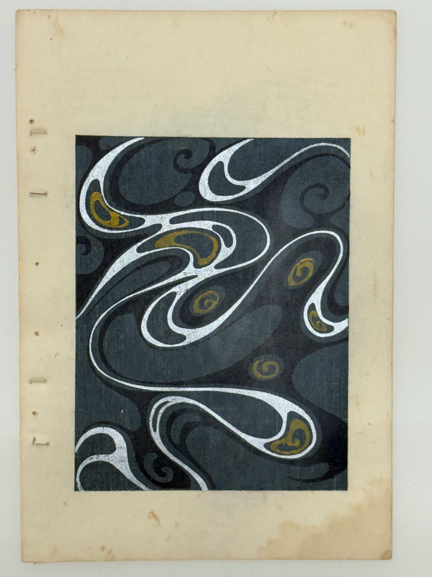 Japanese Antique Original Woodcut Print, Japanese design, Around 1900, Shin-Bijutsukai 9, Antique Japanese print, Kimono Design.