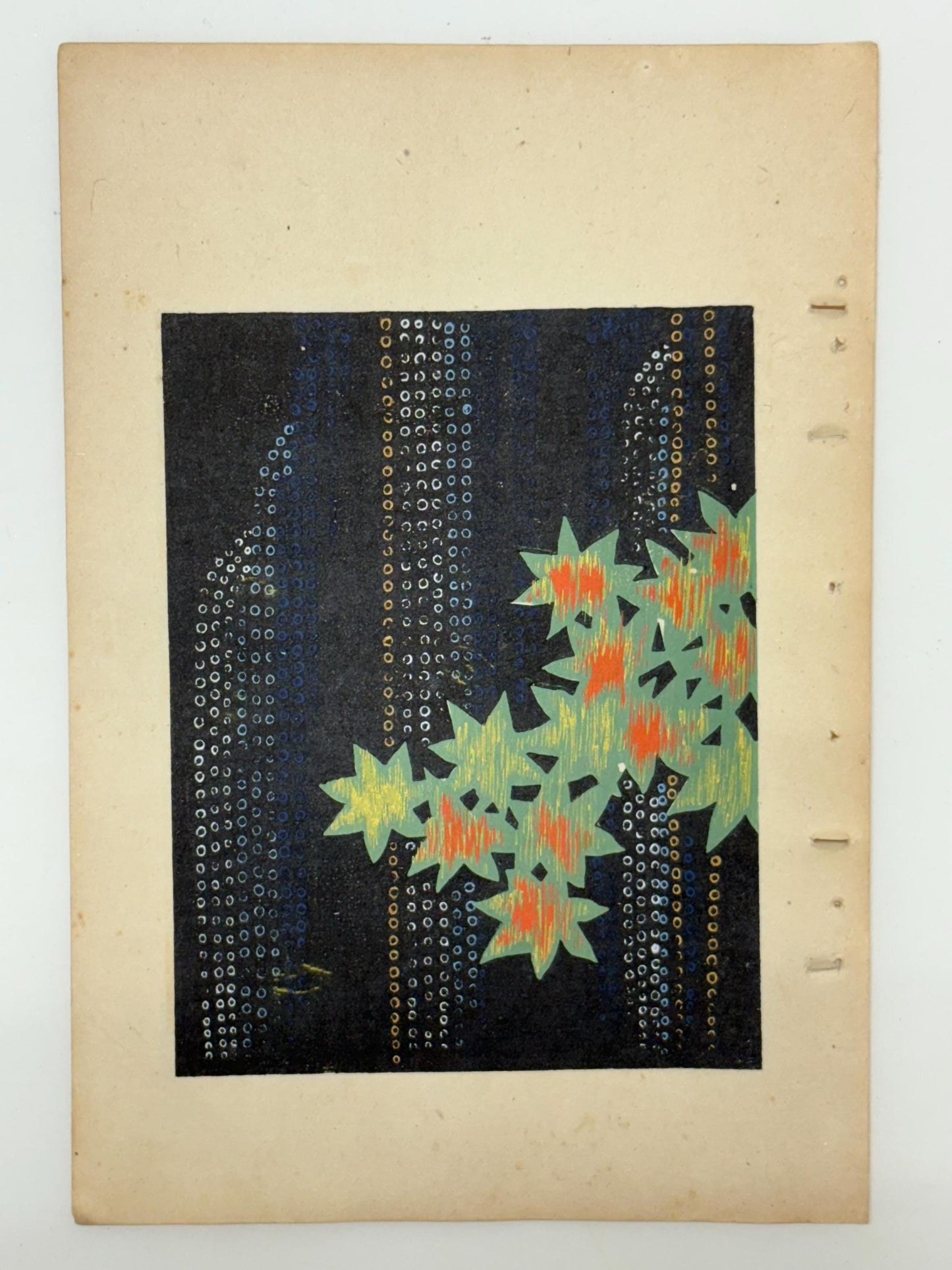 Japanese Antique Original Woodcut Print, Japanese design, Around 1900, Shin-Bijutsukai 9, Antique Japanese print, Kimono Design.