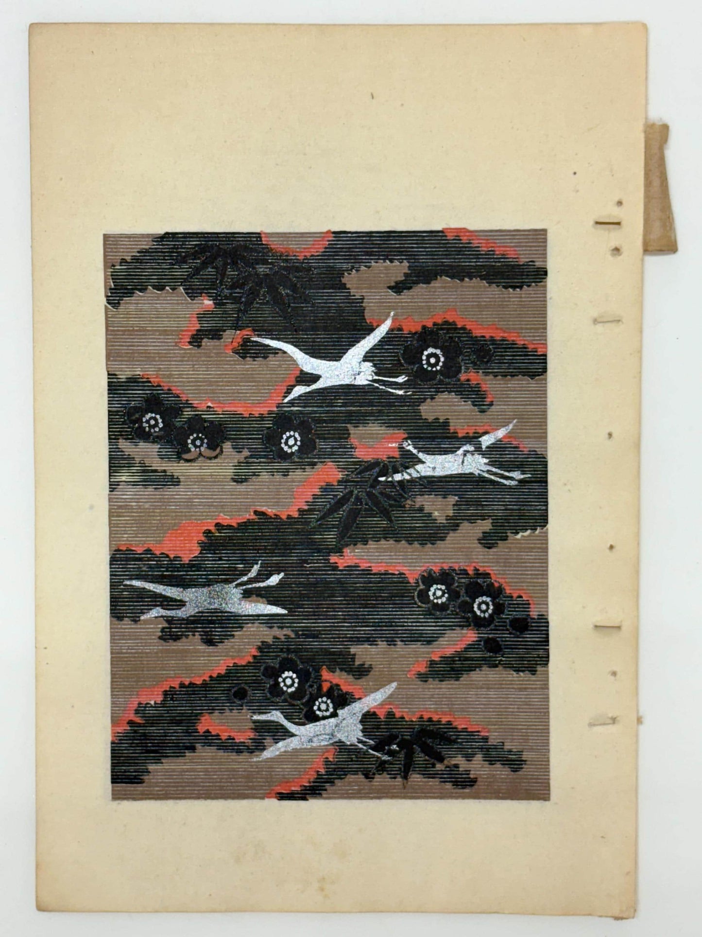 Japanese Antique Original Woodcut Print, Japanese design, Around 1900, Shin-Bijutsukai 9, Antique Japanese print, Kimono Design.