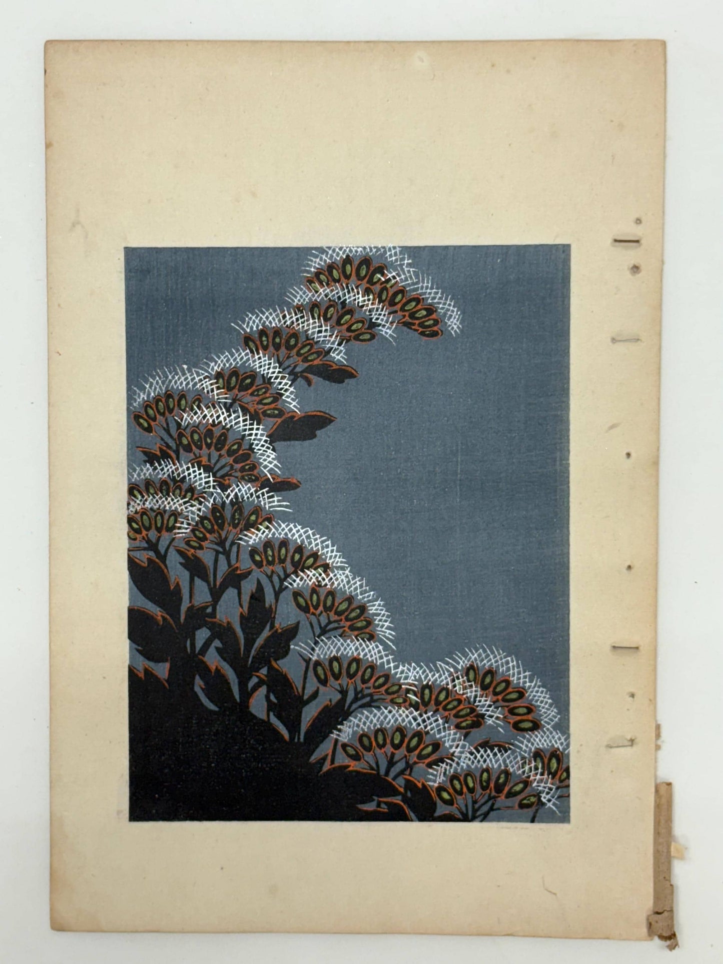 Japanese Antique Original Woodcut Print, Japanese design, Around 1900, Shin-Bijutsukai 9, Antique Japanese print, Kimono Design.