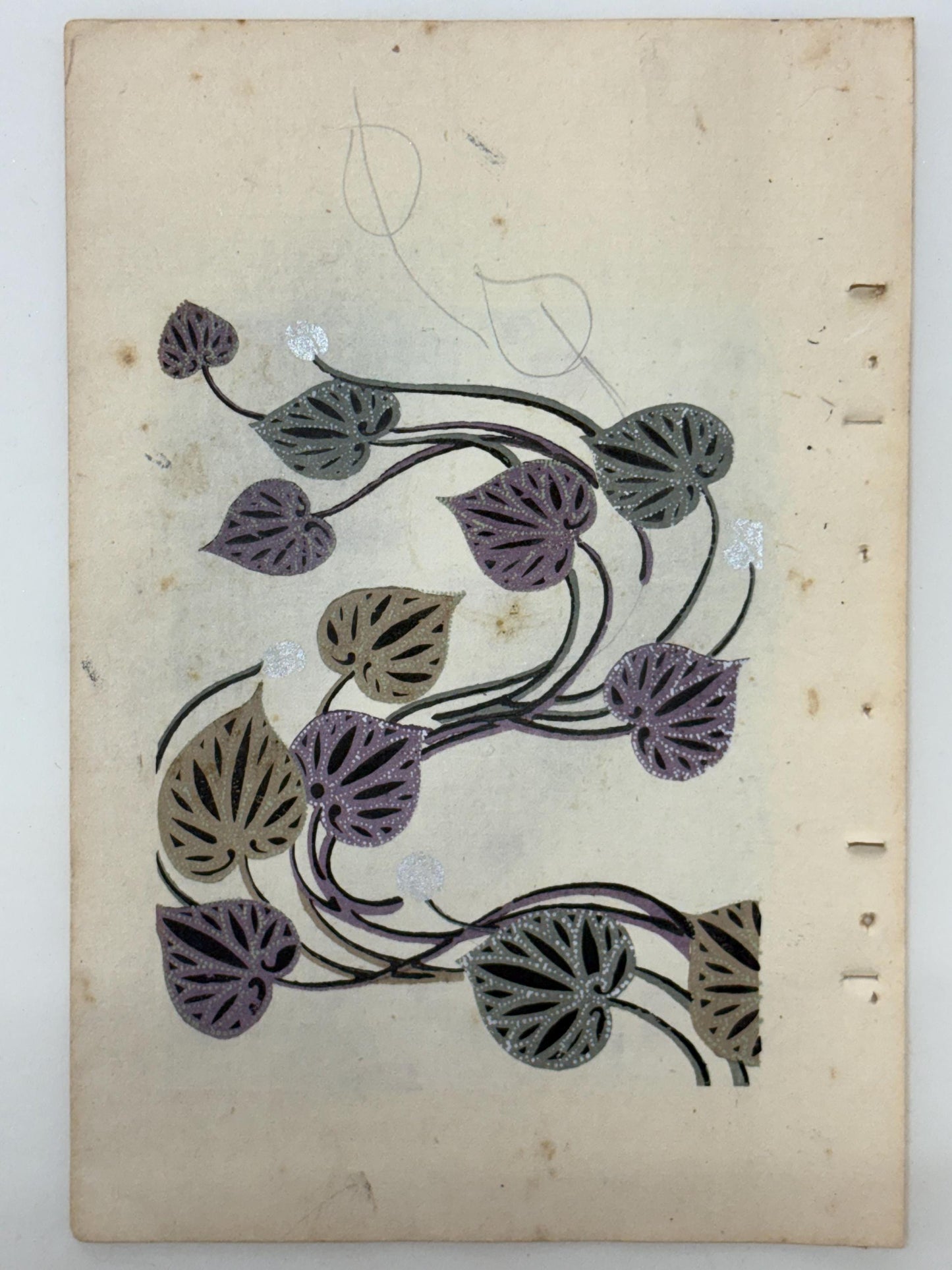 Japanese Antique Original Woodcut Print, Japanese design, Around 1900, Shin-Bijutsukai 10, Antique Japanese print, Kimono Design.