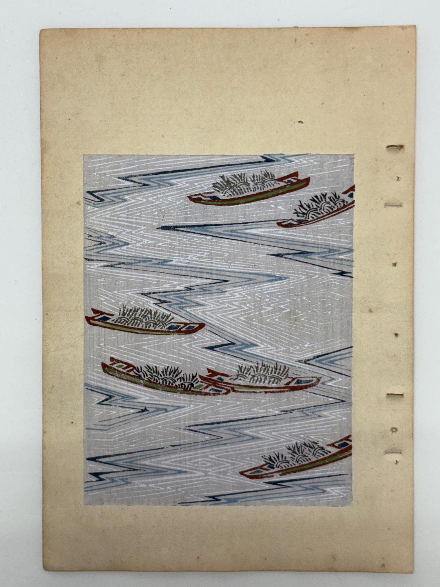 Japanese Antique Original Woodcut Print, Japanese design, Around 1900, Shin-Bijutsukai 10, Antique Japanese print, Kimono Design.