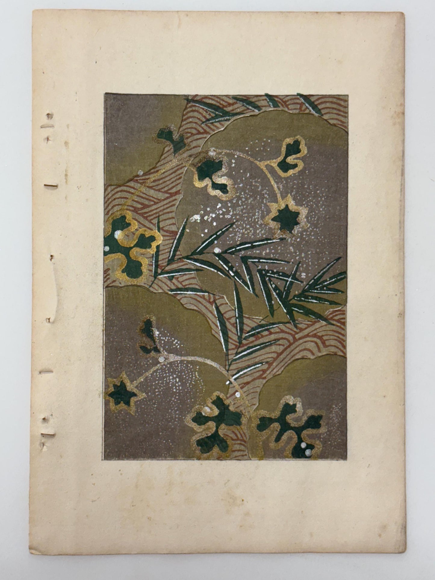 Japanese Antique Original Woodcut Print, Japanese design, Around 1900, Shin-Bijutsukai 11, Antique Japanese print, Kimono Design.