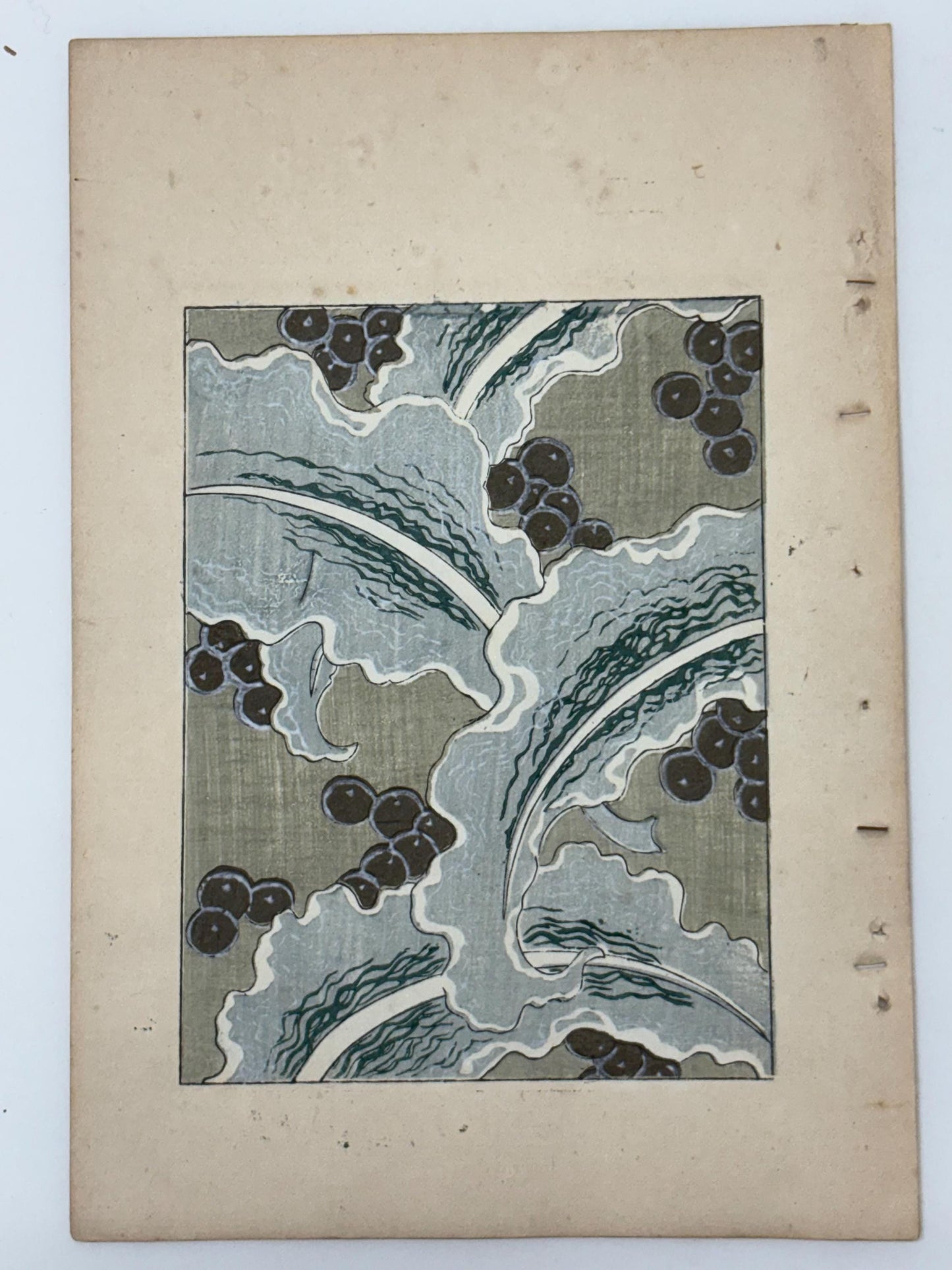 Japanese Antique Original Woodcut Print, Japanese design, Around 1900, Shin-Bijutsukai 11, Antique Japanese print, Kimono Design.