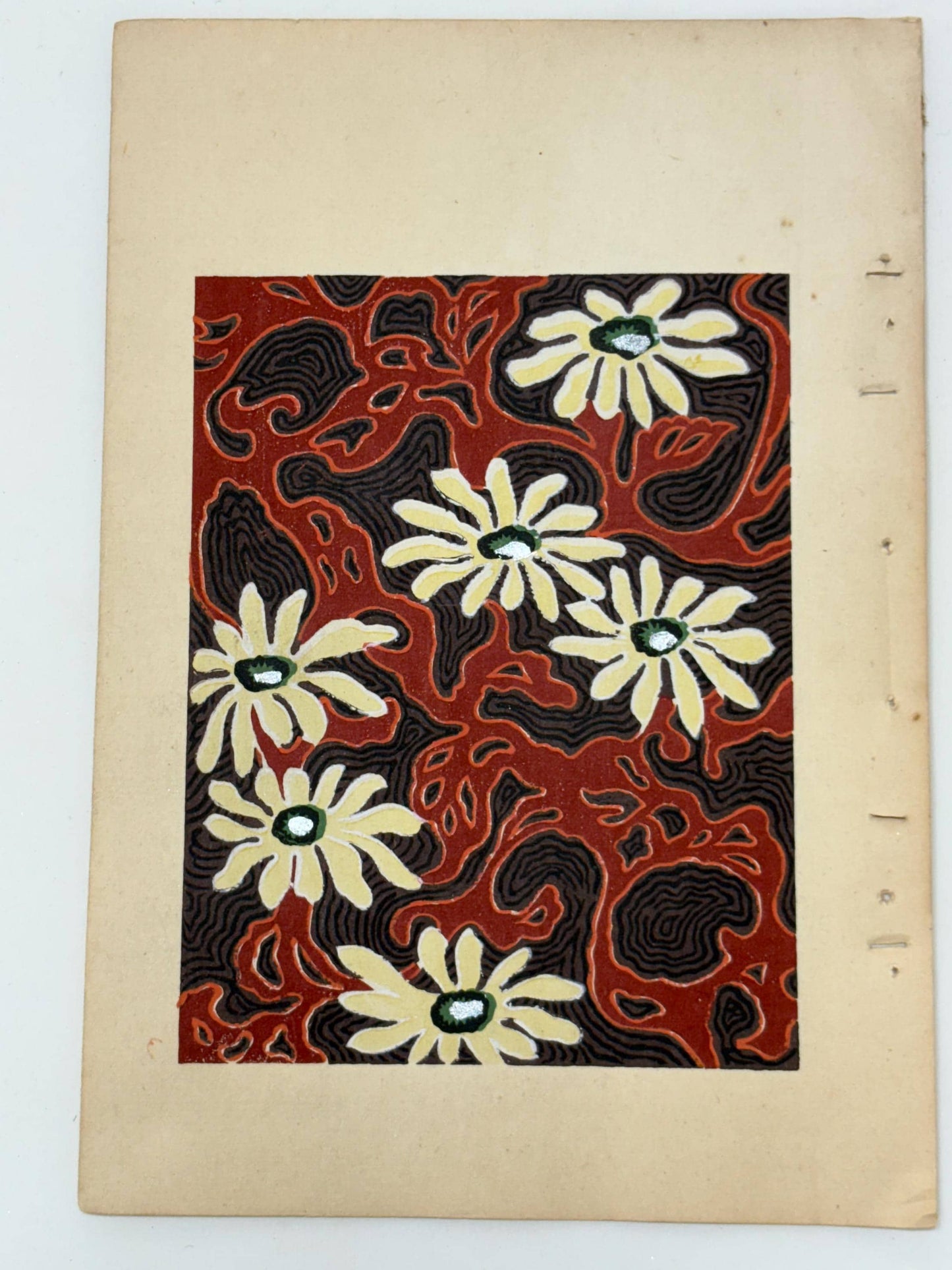 Japanese Antique Original Woodcut Print, Japanese design, Around 1900, Shin-Bijutsukai 12, Antique Japanese print, Kimono Design.