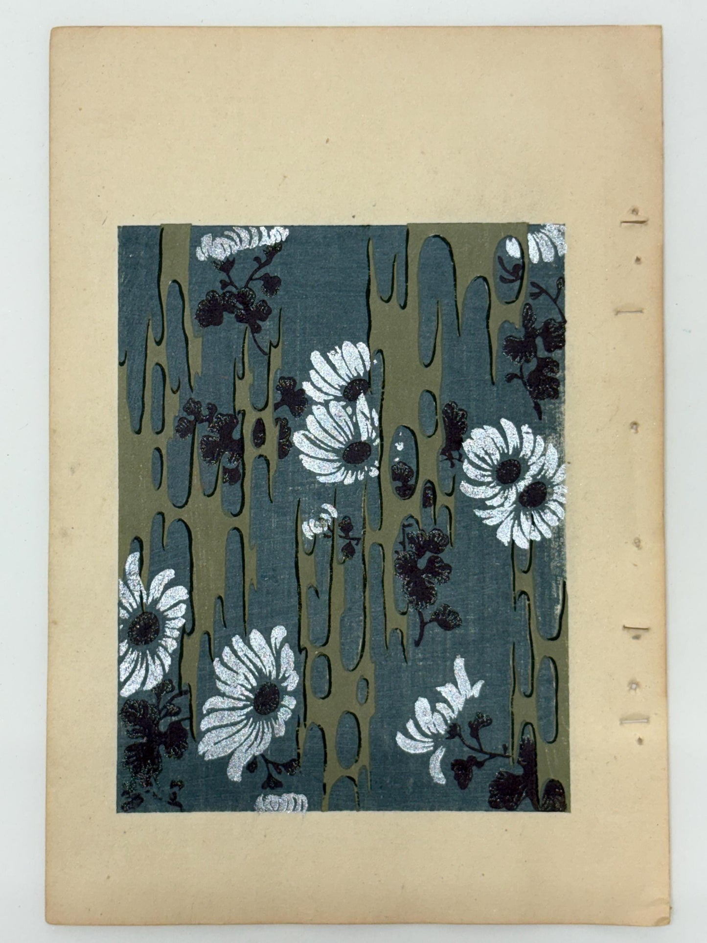 Japanese Antique Original Woodcut Print, Japanese design, Around 1900, Shin-Bijutsukai 12, Antique Japanese print, Kimono Design.