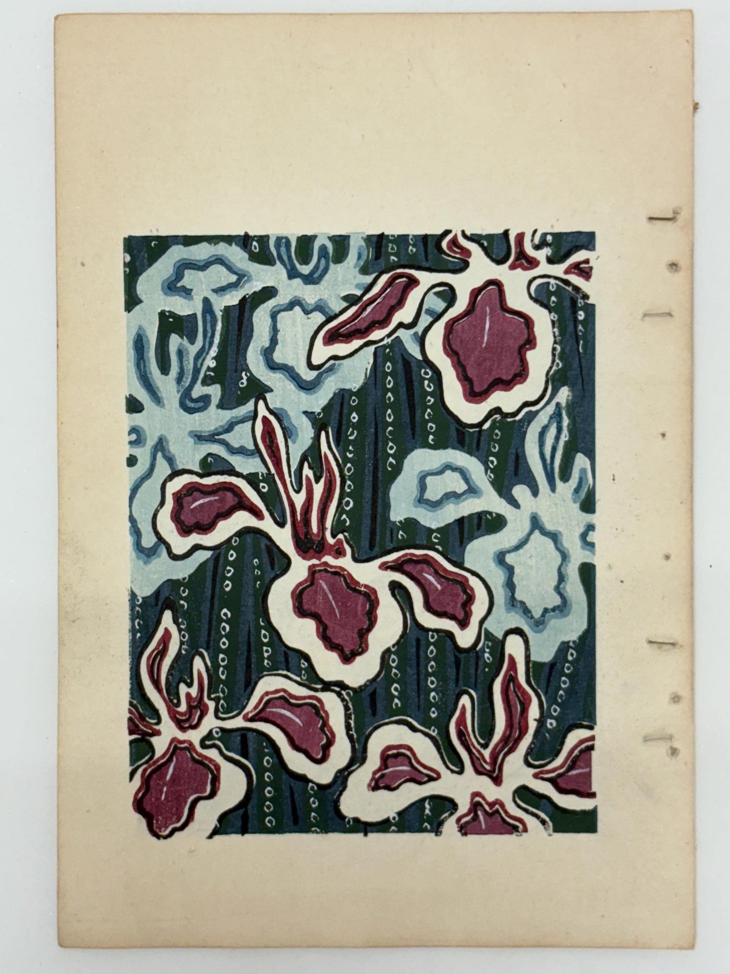 Japanese Antique Original Woodcut Print, Japanese design, Around 1900, Shin-Bijutsukai 12, Antique Japanese print, Kimono Design.