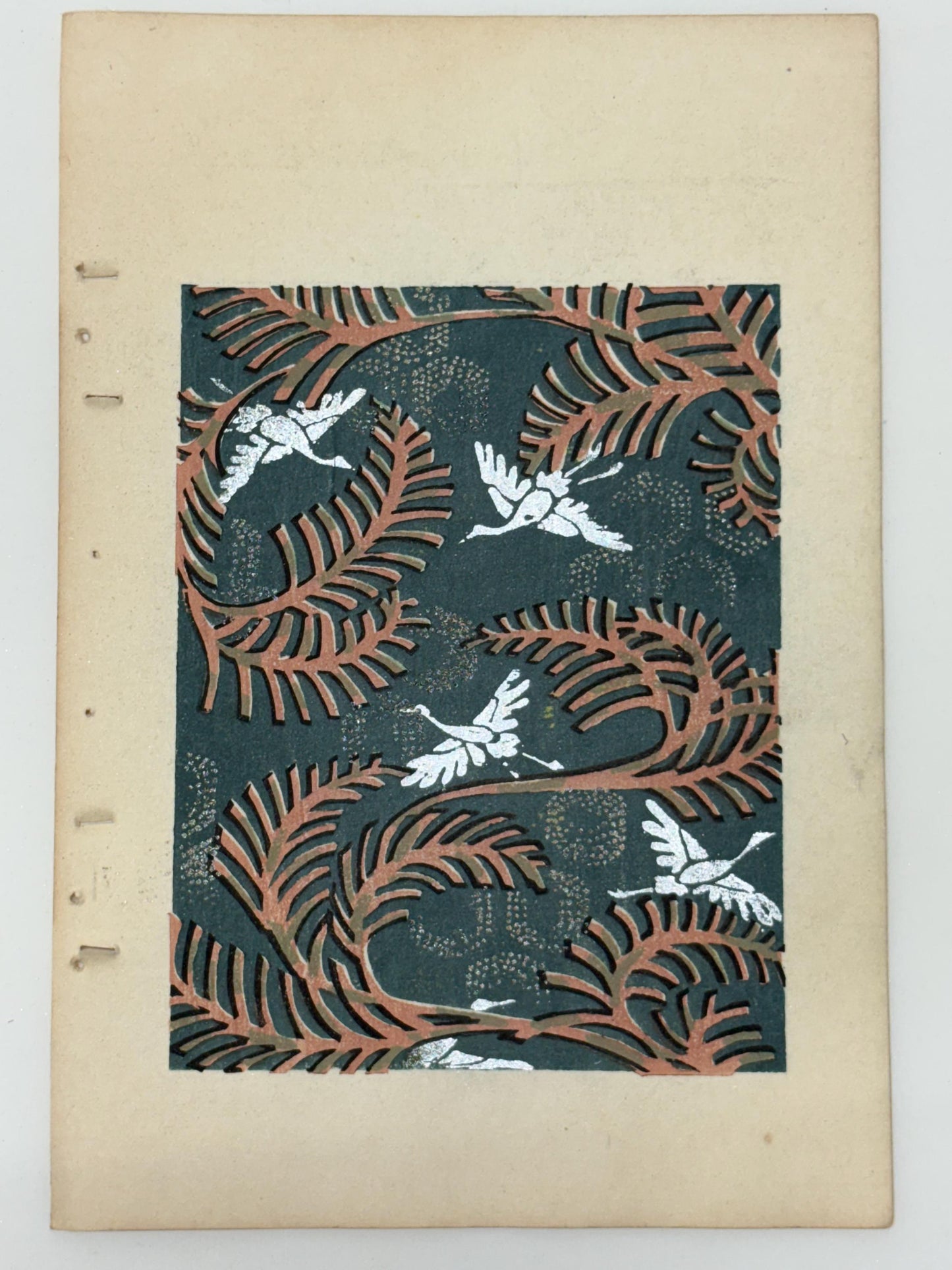 Japanese Antique Original Woodcut Print, Japanese design, Around 1900, Shin-Bijutsukai 12, Antique Japanese print, Kimono Design.