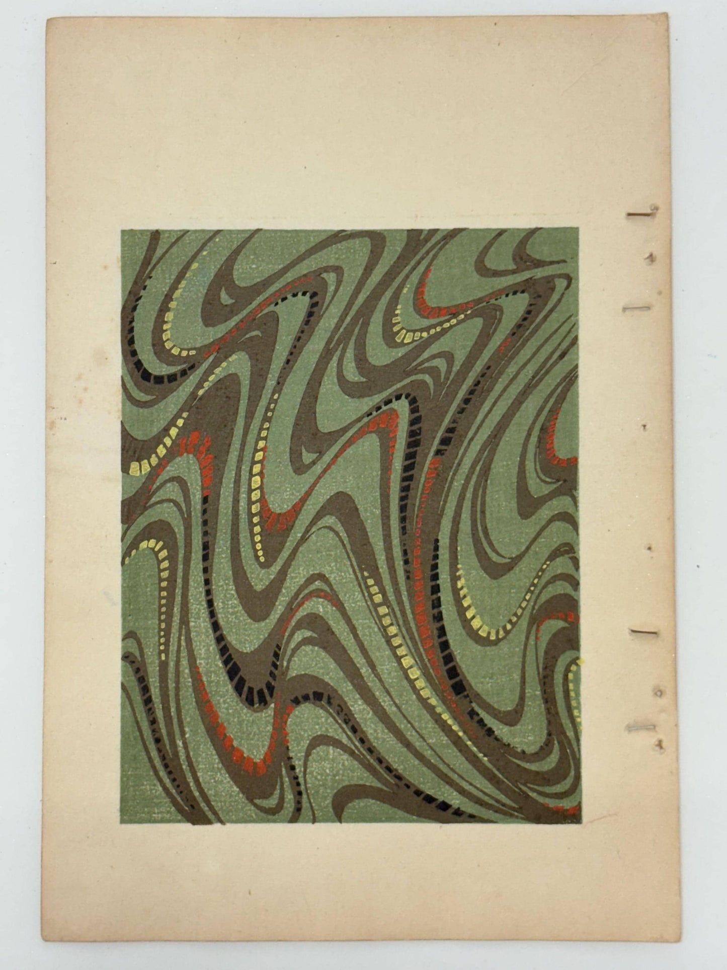 Japanese Antique Original Woodcut Print, Japanese design, Around 1900, Shin-Bijutsukai 12, Antique Japanese print, Kimono Design.