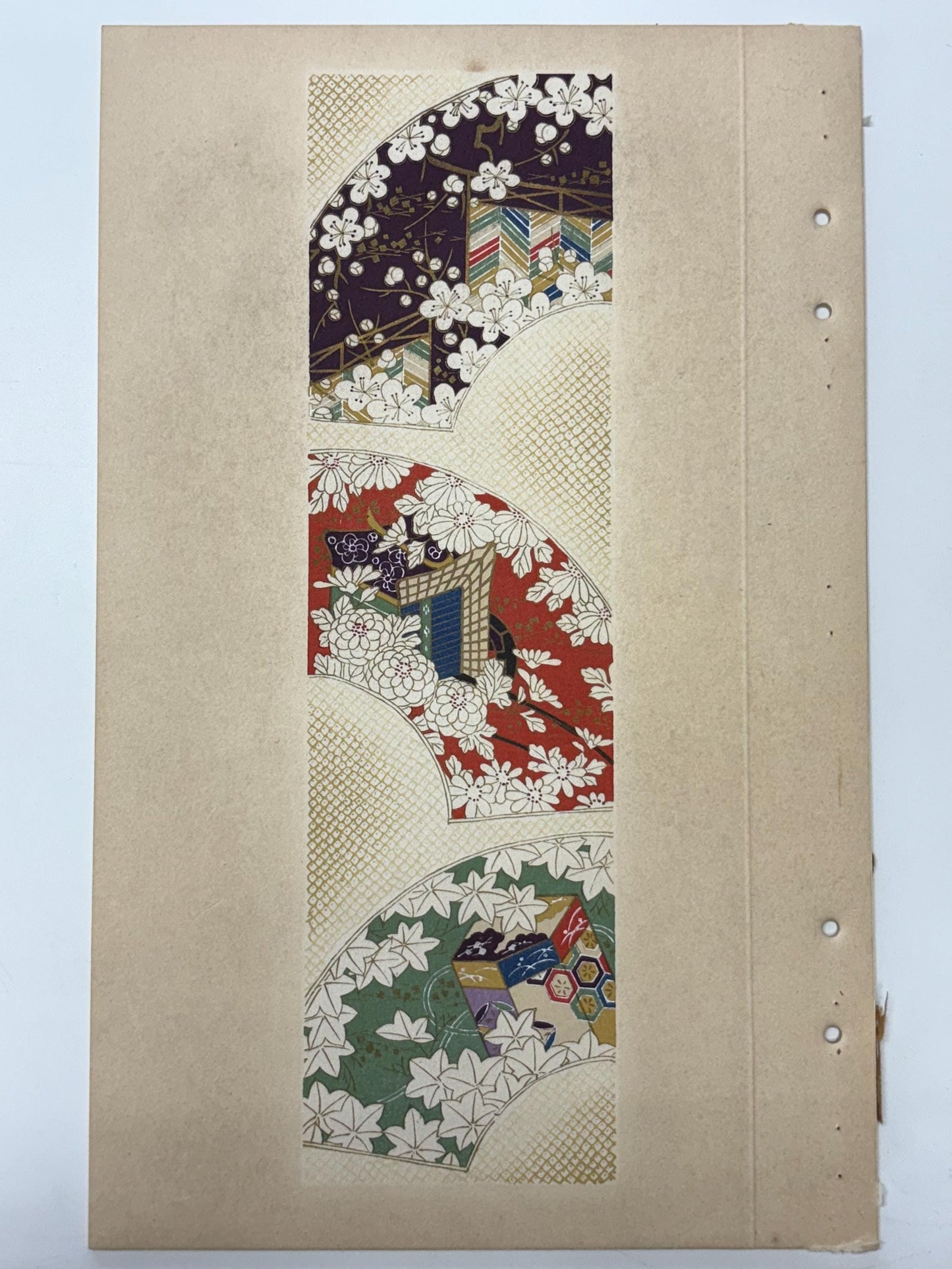 Japanese antique woodblock print, Design, 1937, Kawarazaki Kodo, Kimono design. 2-5