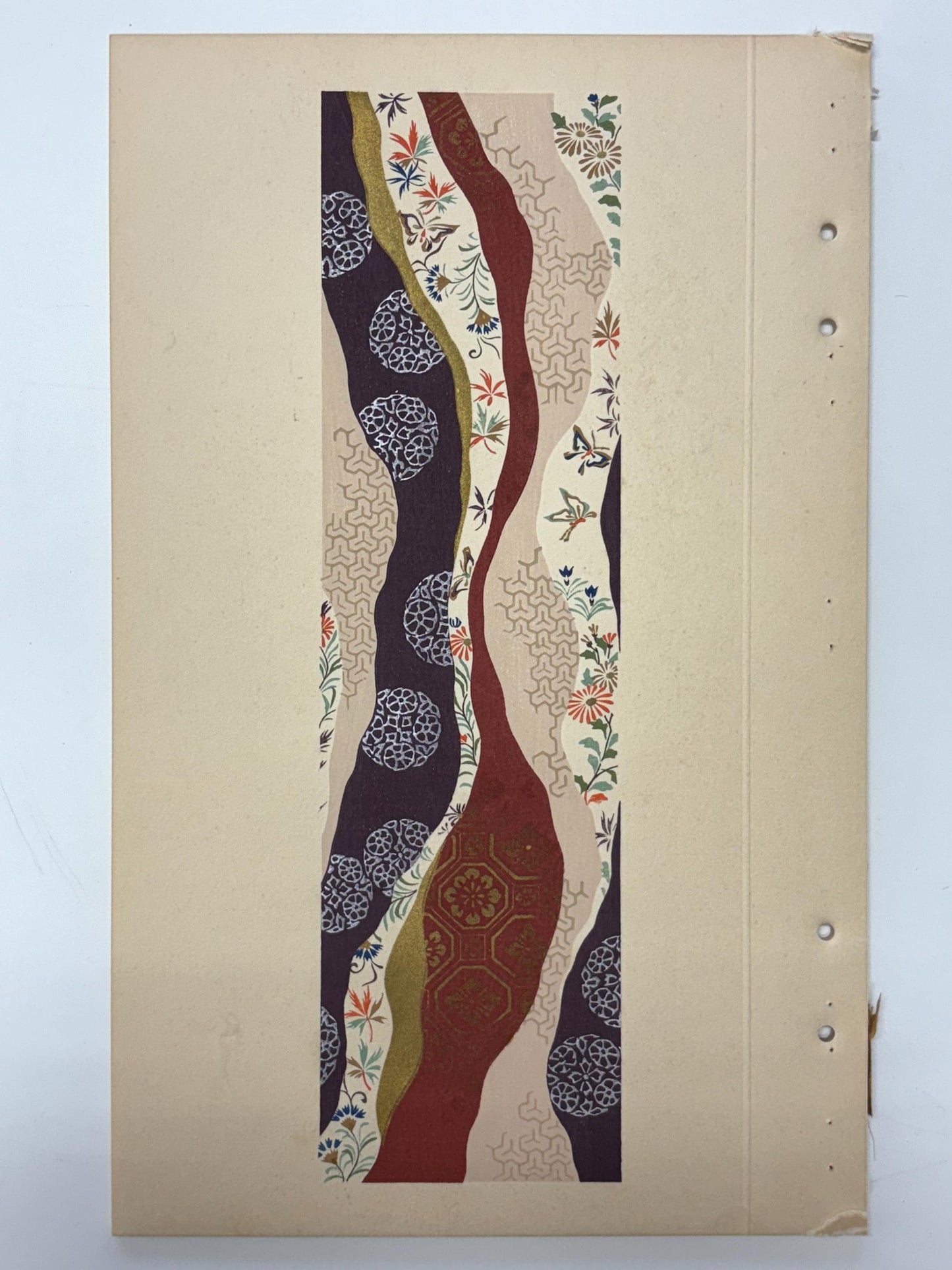Japanese antique woodblock print, Design, 1937, Kawarazaki Kodo, Kimono design. 2-10
