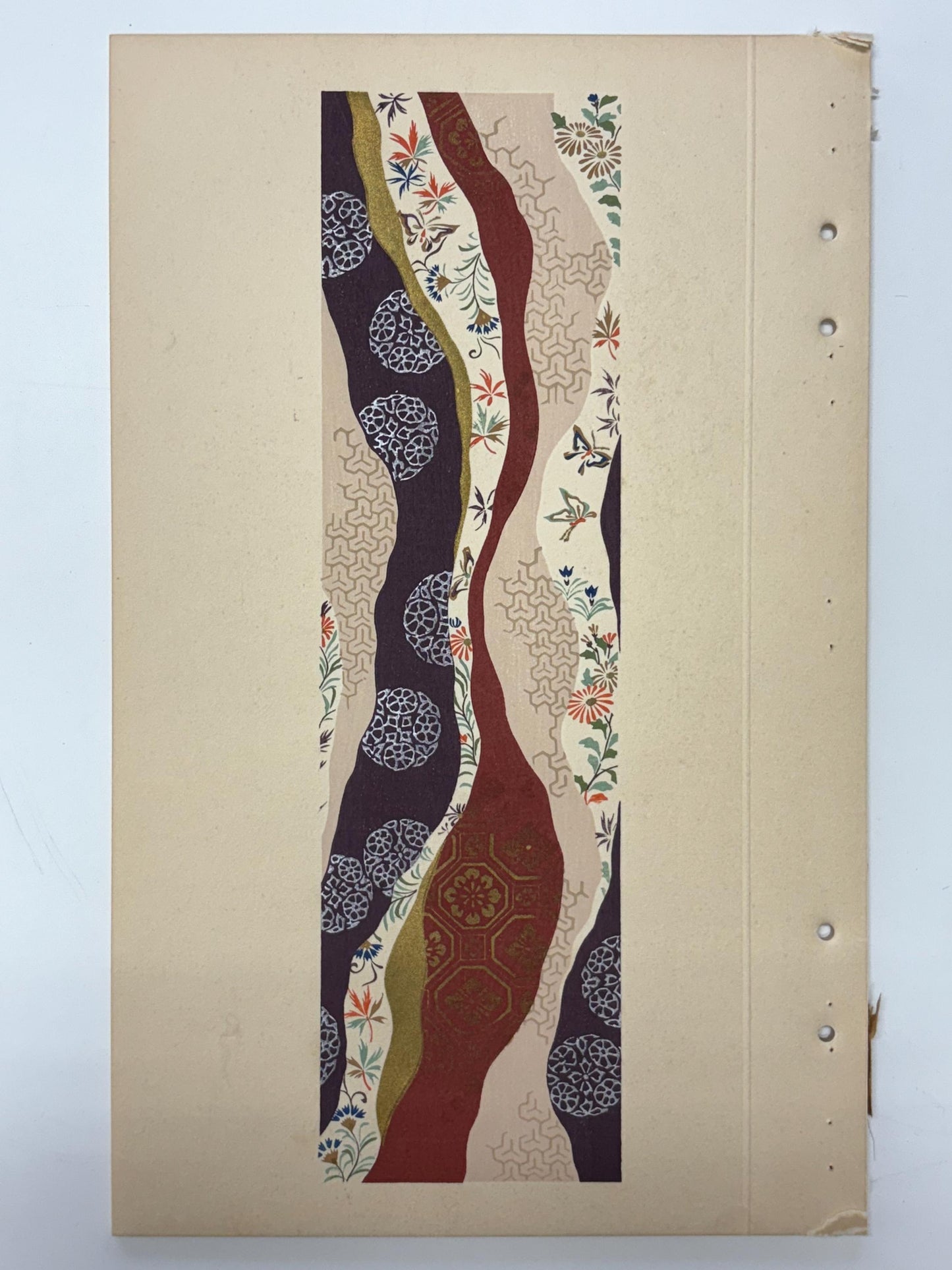 Japanese antique woodblock print, Design, 1937, Kawarazaki Kodo, Kimono design. 2-10