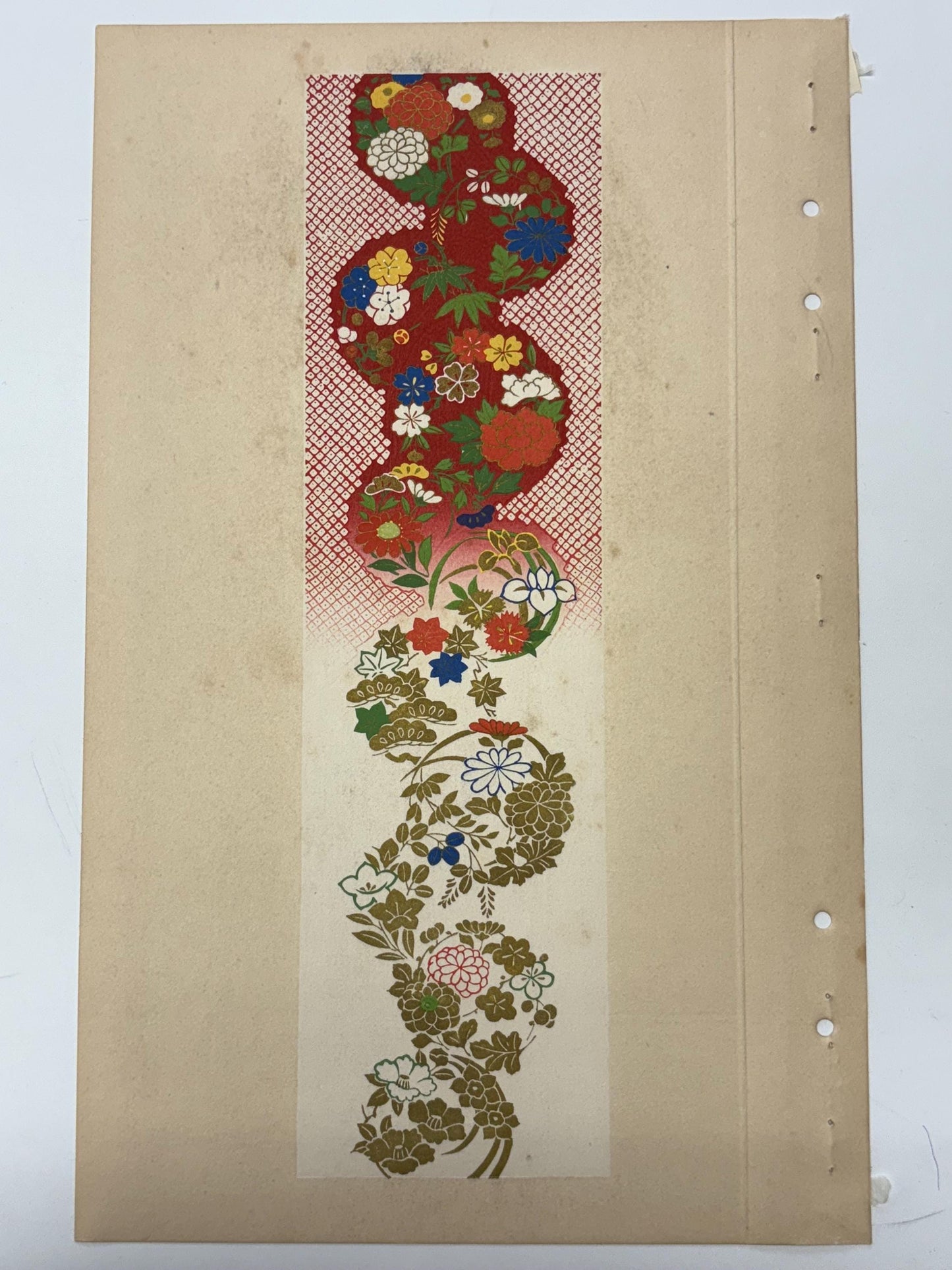 Japanese antique woodblock print, Design, 1937, Kawarazaki Kodo, Kimono design. 2-16