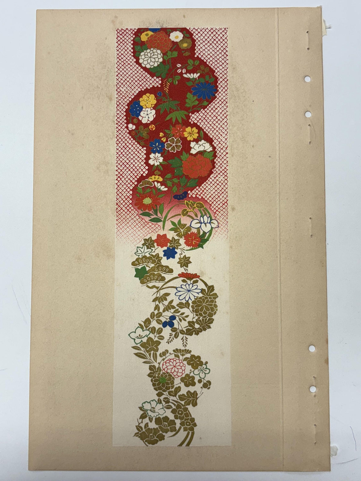 Japanese antique woodblock print, Design, 1937, Kawarazaki Kodo, Kimono design. 2-16