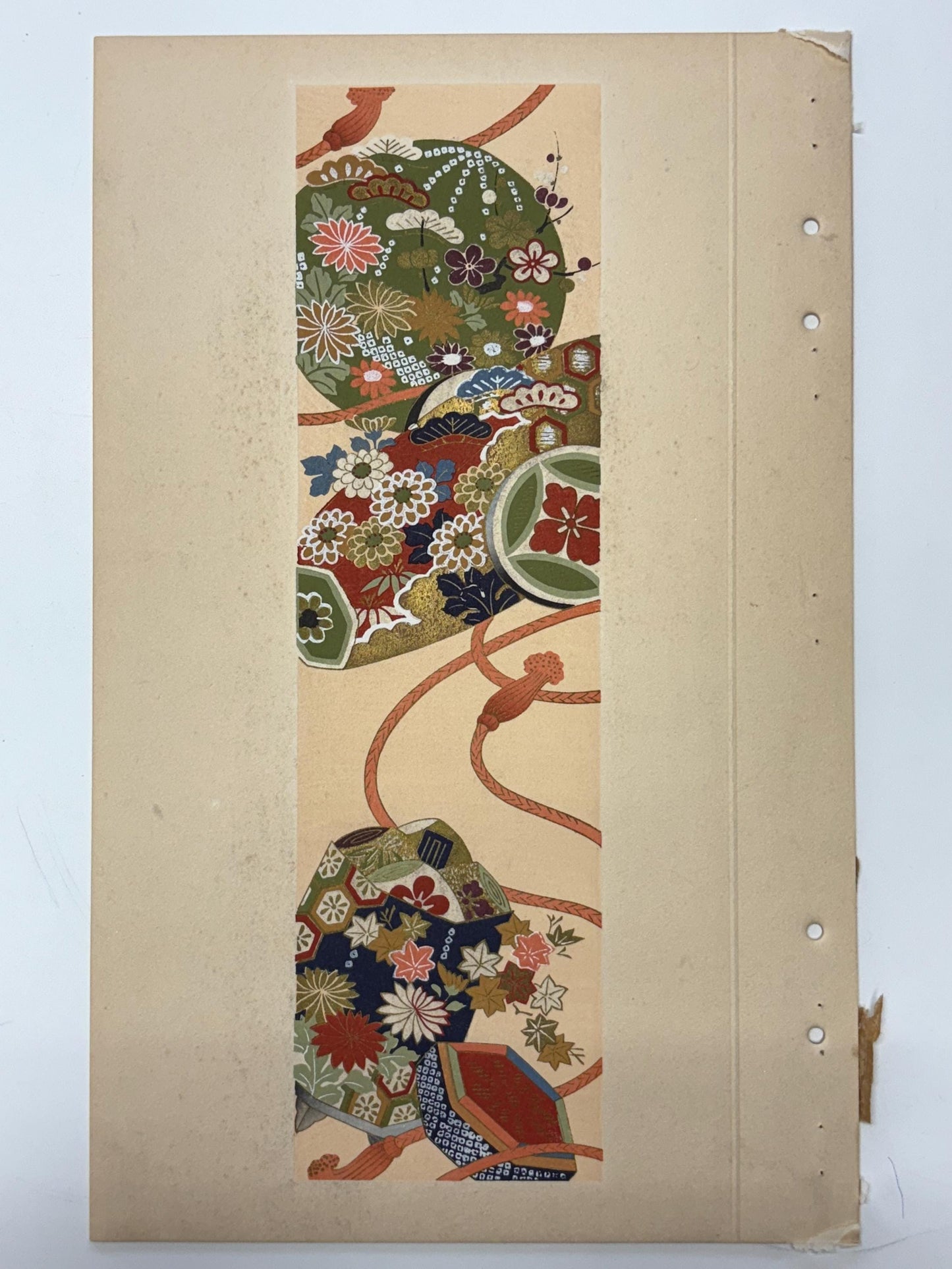 Japanese antique woodblock print, Design, 1937, Kawarazaki Kodo, Kimono design. 2-30