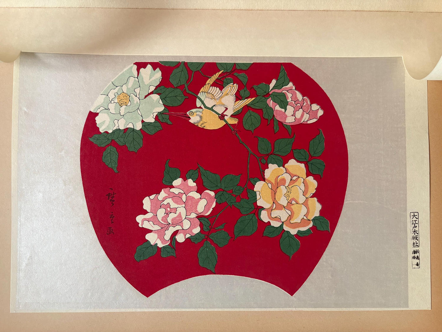 Japanese Ukiyoe, Woodblock print, Hiroshige, "Rose"