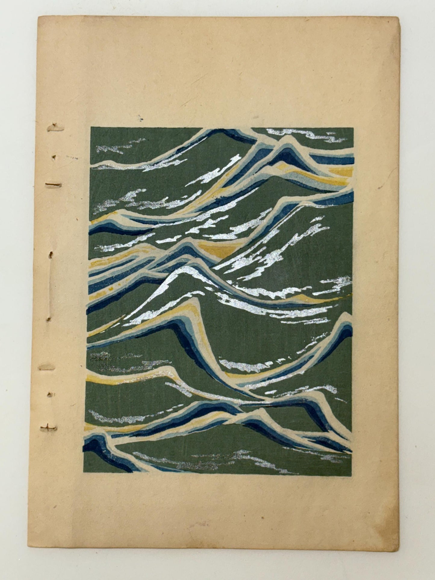 Japanese Antique Original Woodcut Print, Japanese design, Around 1900, Shin-Bijutsukai 9, Antique Japanese print, Kimono Design.