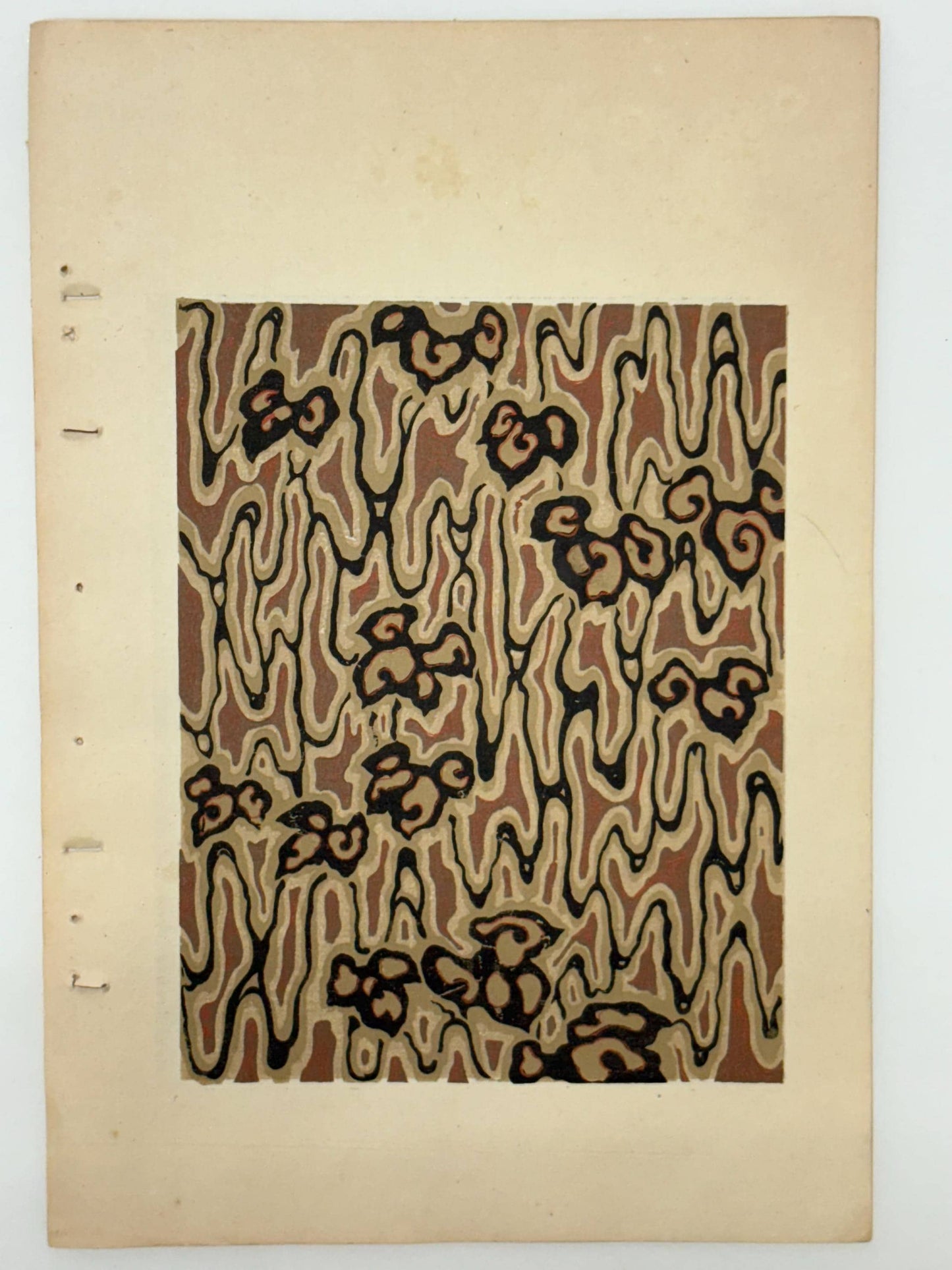 Japanese Antique Original Woodcut Print, Japanese design, Around 1900, Shin-Bijutsukai 9, Antique Japanese print, Kimono Design.