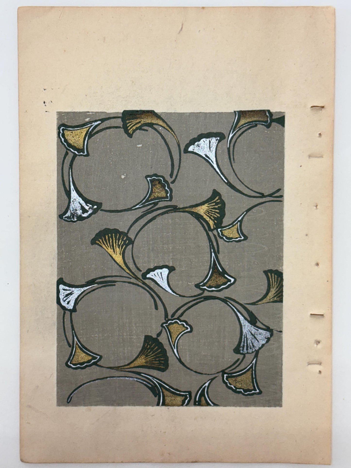 Japanese Antique Original Woodcut Print, Japanese design, Around 1900, Shin-Bijutsukai 10, Antique Japanese print, Kimono Design.