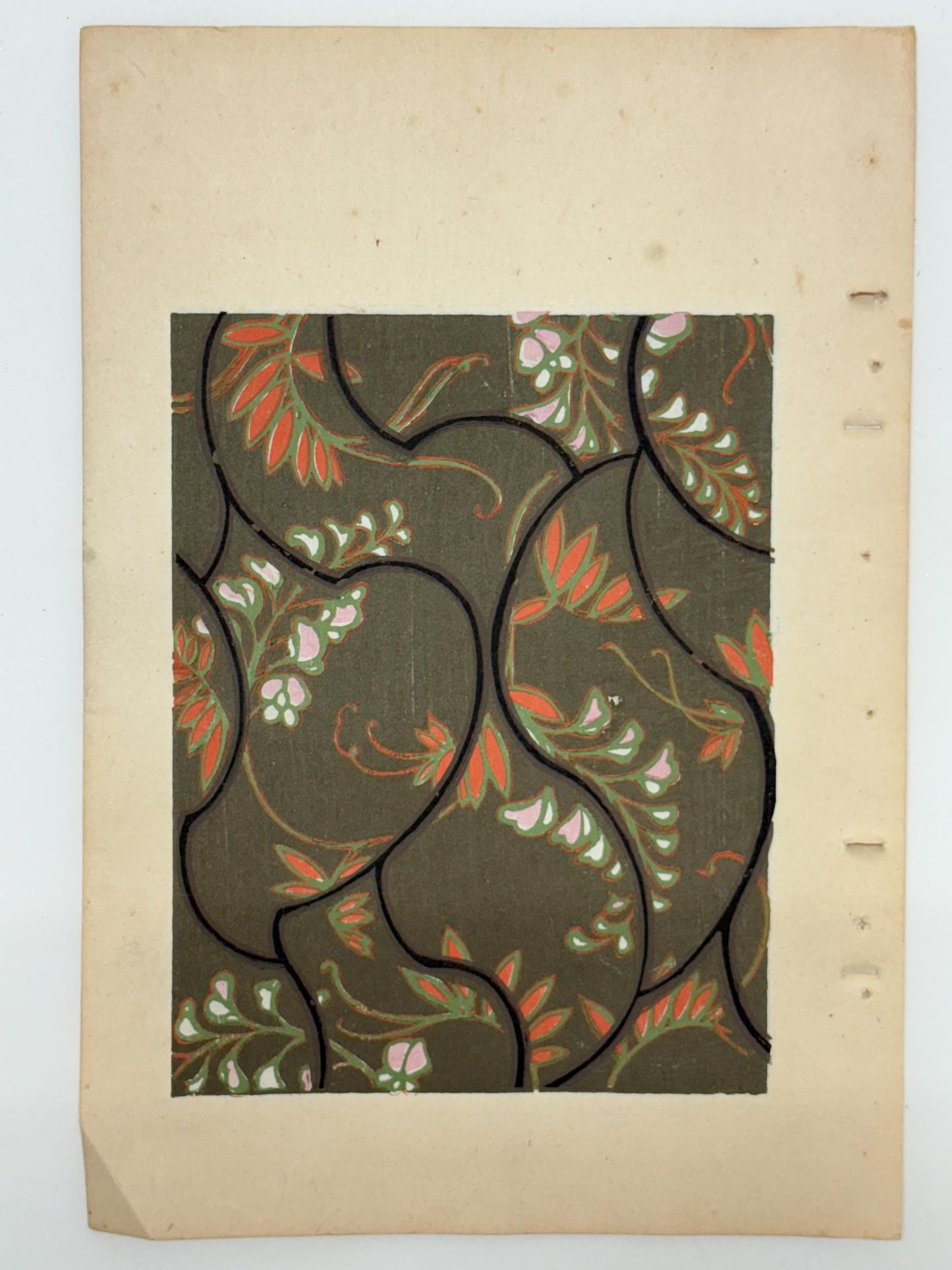 Japanese Antique Original Woodcut Print, Japanese design, Around 1900, Shin-Bijutsukai 10, Antique Japanese print, Kimono Design.