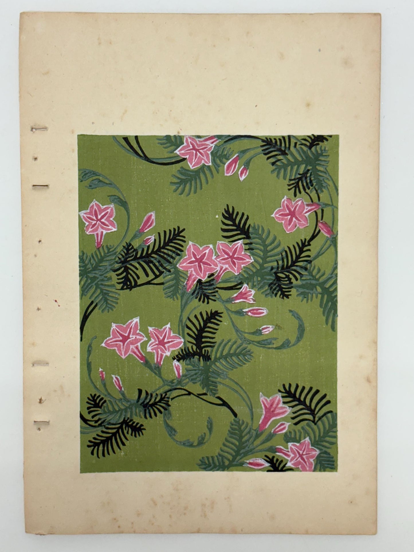 Japanese Antique Original Woodcut Print, Japanese design, Around 1900, Shin-Bijutsukai 10, Antique Japanese print, Kimono Design.