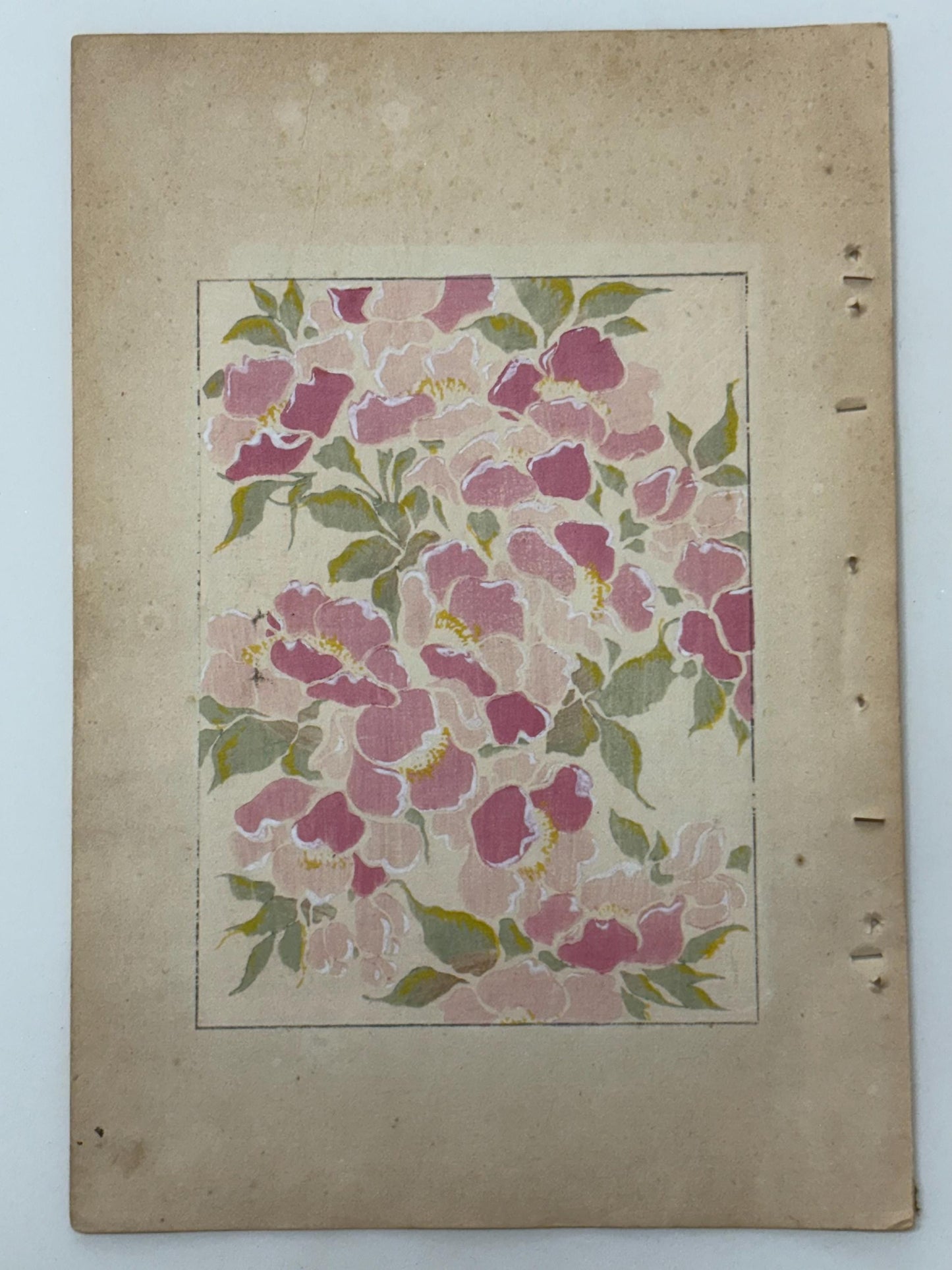 Japanese Antique Original Woodcut Print, Japanese design, Around 1900, Shin-Bijutsukai 11, Antique Japanese print, Kimono Design.