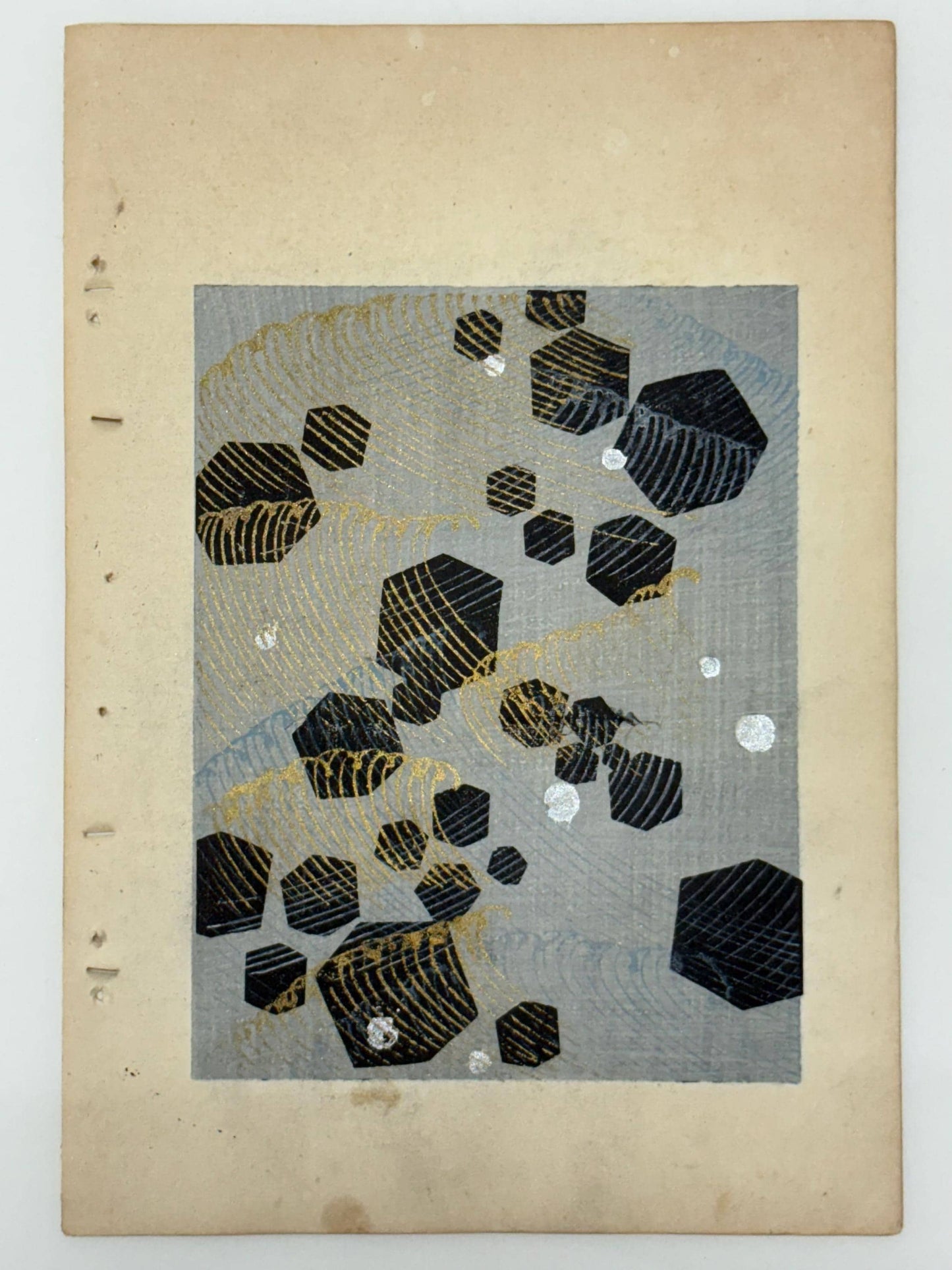 Japanese Antique Original Woodcut Print, Japanese design, Around 1900, Shin-Bijutsukai 11, Antique Japanese print, Kimono Design.