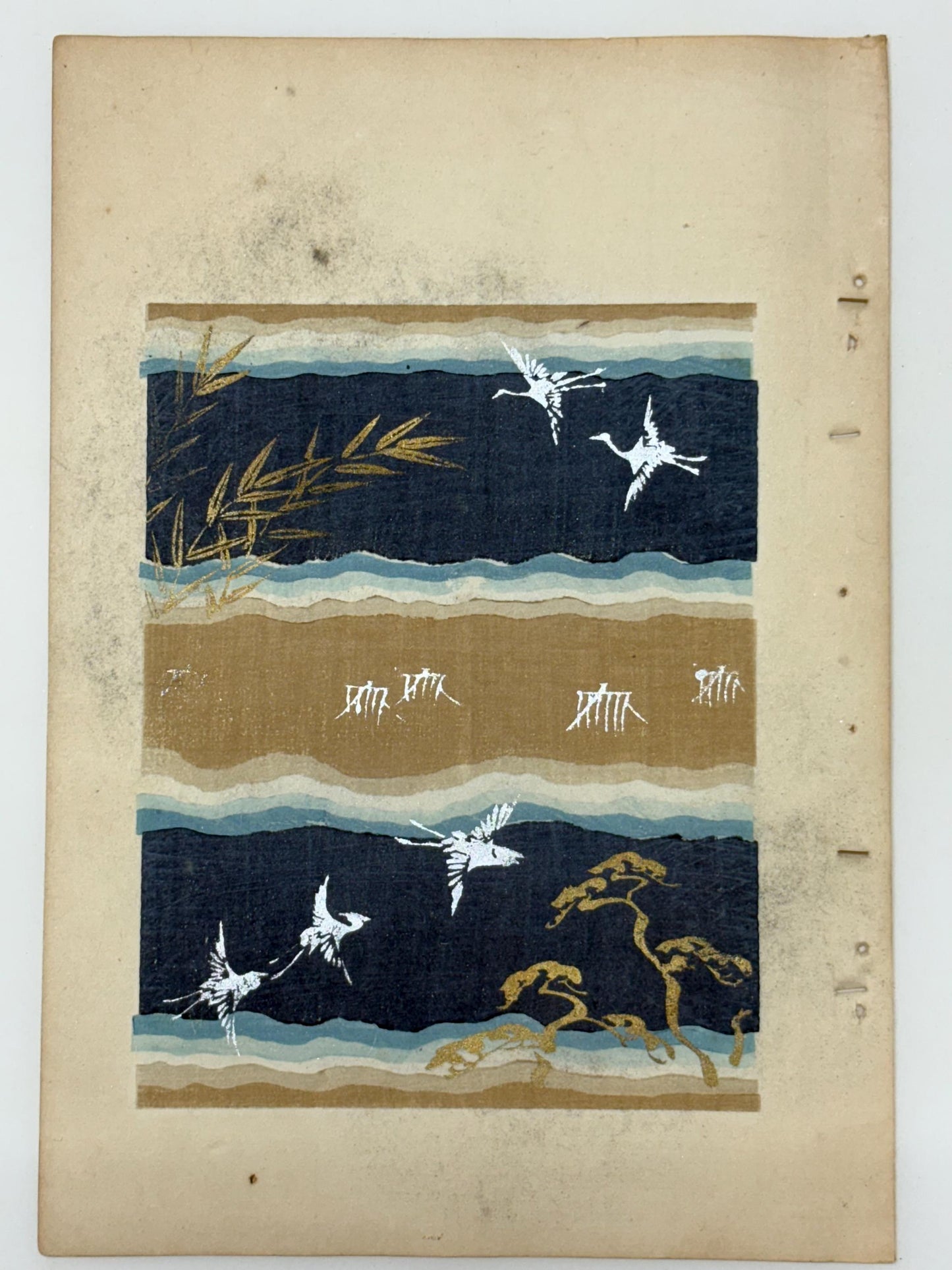 Japanese Antique Original Woodcut Print, Japanese design, Around 1900, Shin-Bijutsukai 11, Antique Japanese print, Kimono Design.